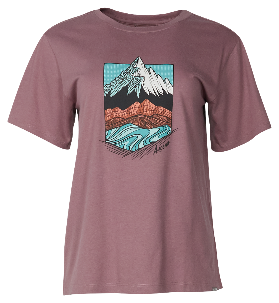 ASCEND Organic Mountain Texture Graphic Short-Sleeve T-Shirt for Ladies