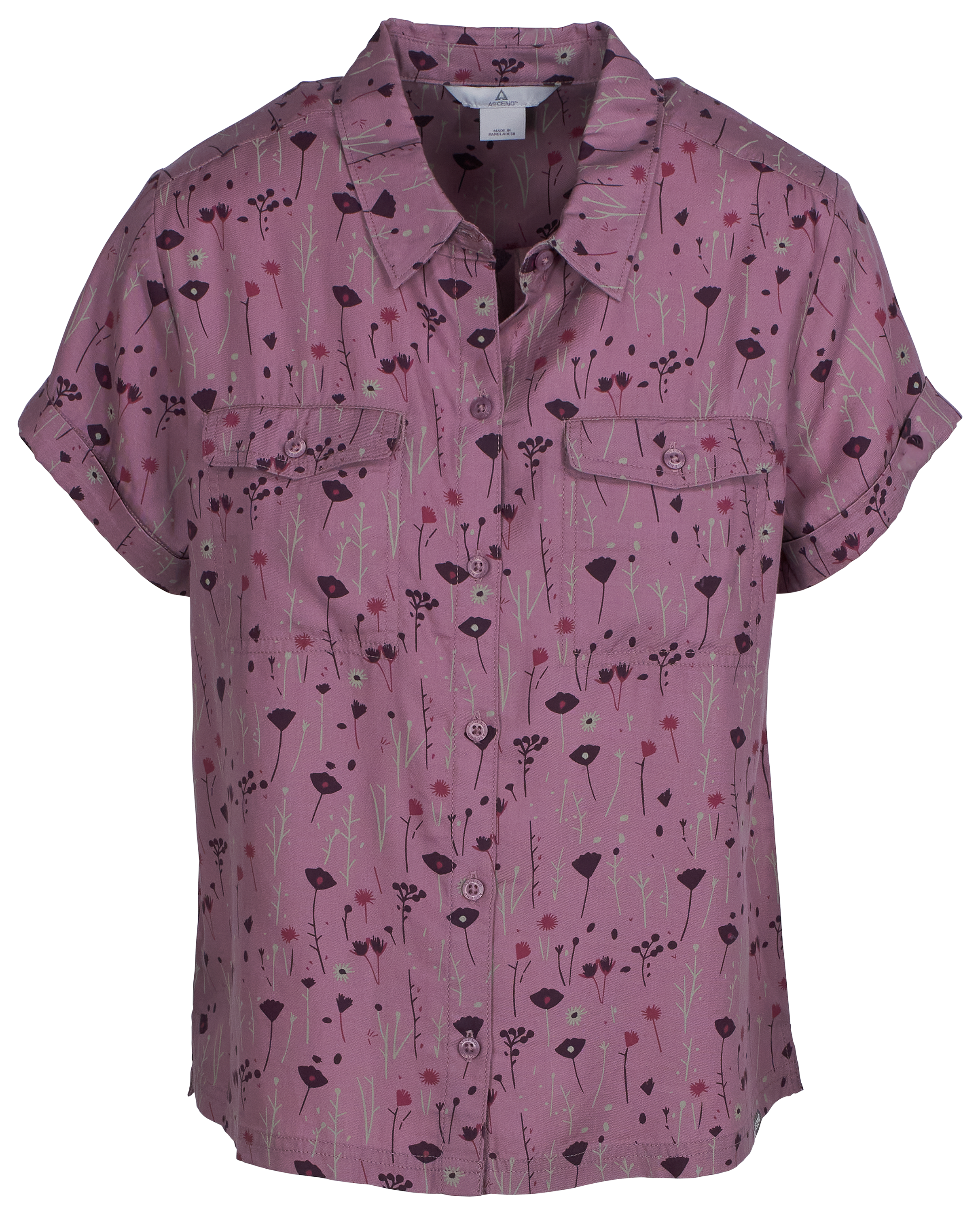 Image of Ascend Camp Button-Down Short-Sleeve Shirt - Grape Shake Boreal Print - XS