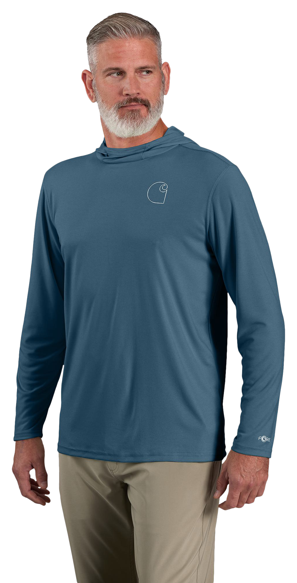 CARHARTT Force Sun Defender Logo Graphic Lightweight Hooded Long-Sleeve T-Shirt for Men