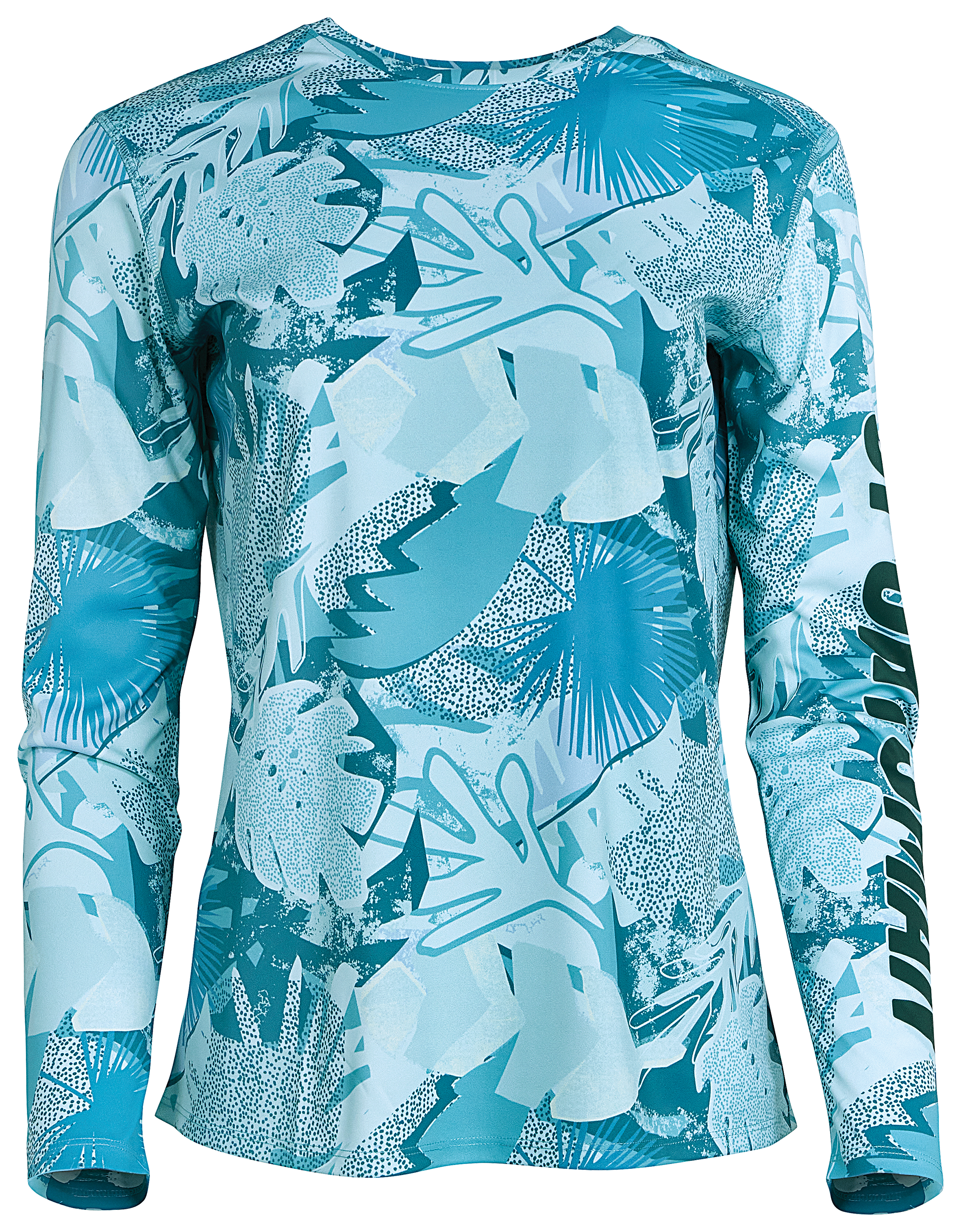 Image of World Wide Sportsman 3D Cool Angler Long-Sleeve Crew - Milk Blue Tropical Pampas