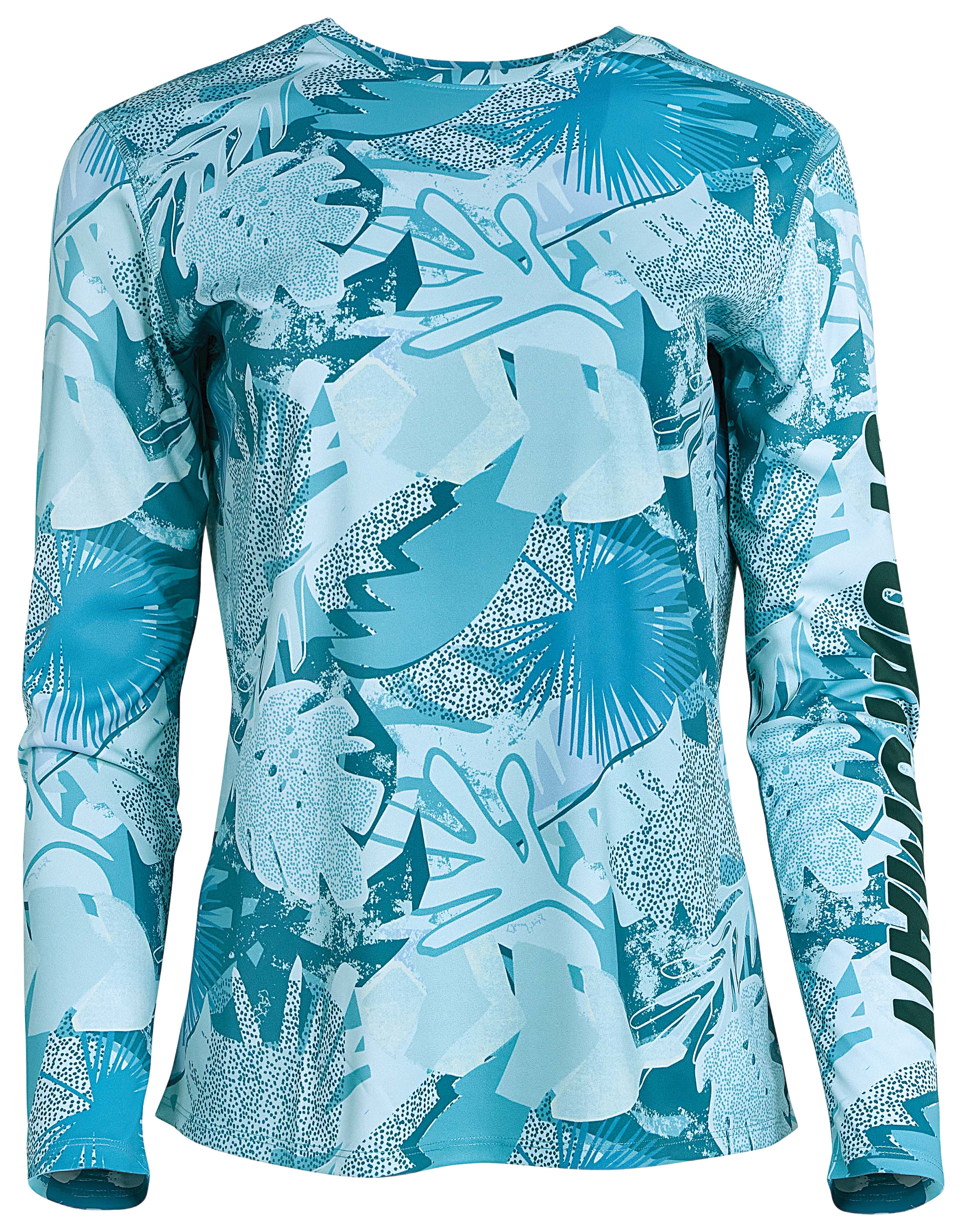 Image of World Wide Sportsman 3D Cool Angler Long-Sleeve Crew - Milk Blue Tropical Pampas