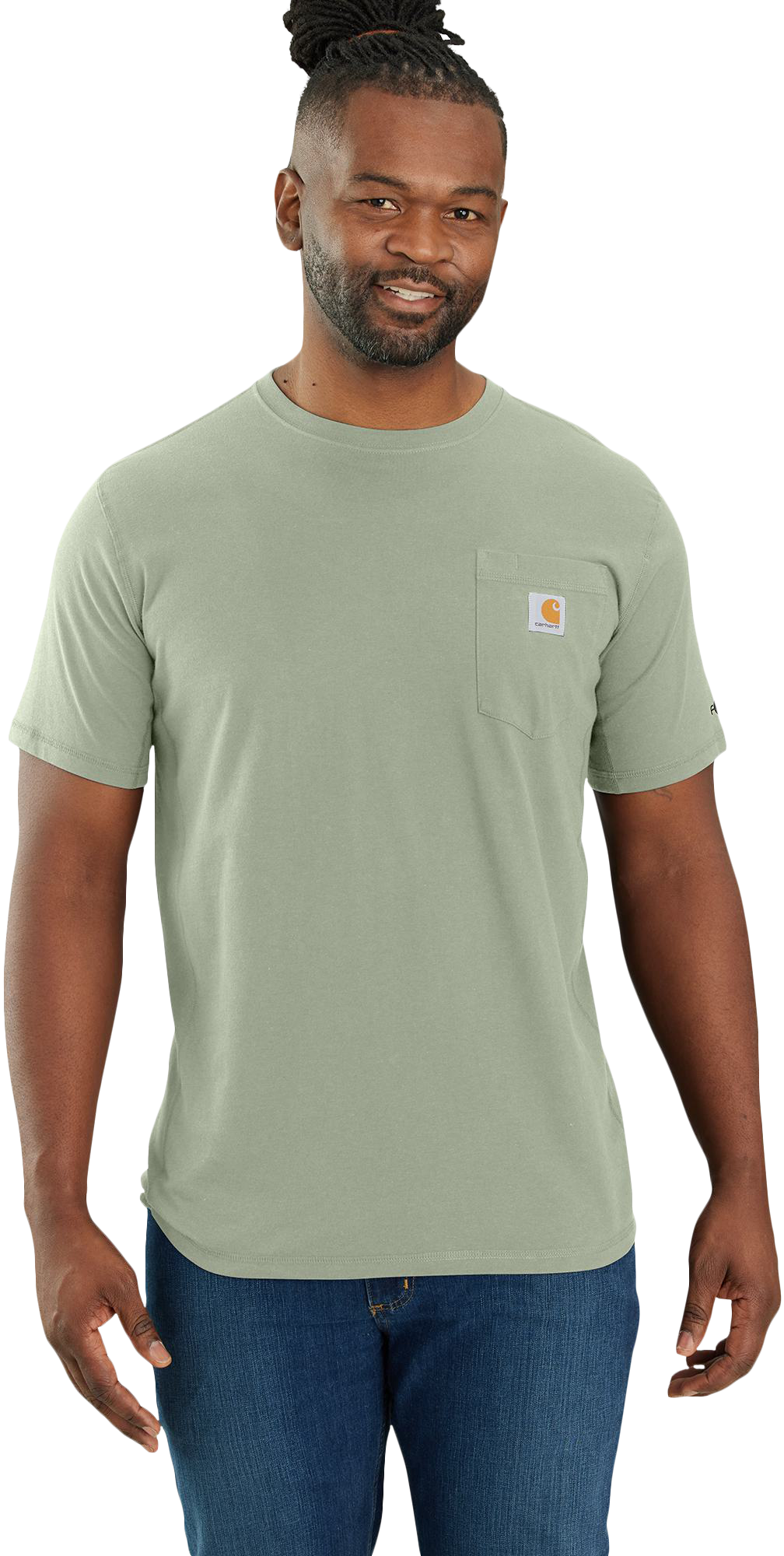 Image of Carhartt Force Relaxed-Fit Midweight Short-Sleeve Pocket T-Shirt - Sage - 4XL