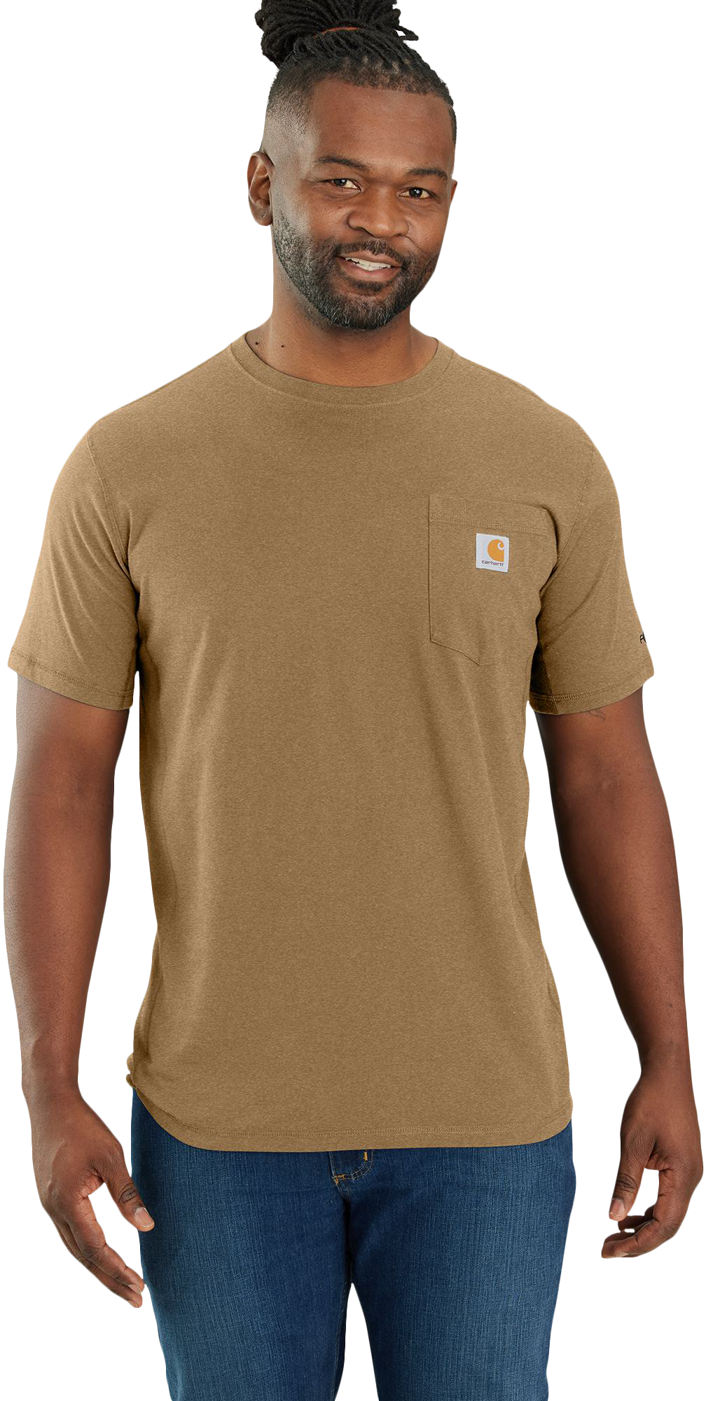 Image of Carhartt Force Relaxed-Fit Midweight Short-Sleeve Pocket T-Shirt - Beach Heather - 3XL