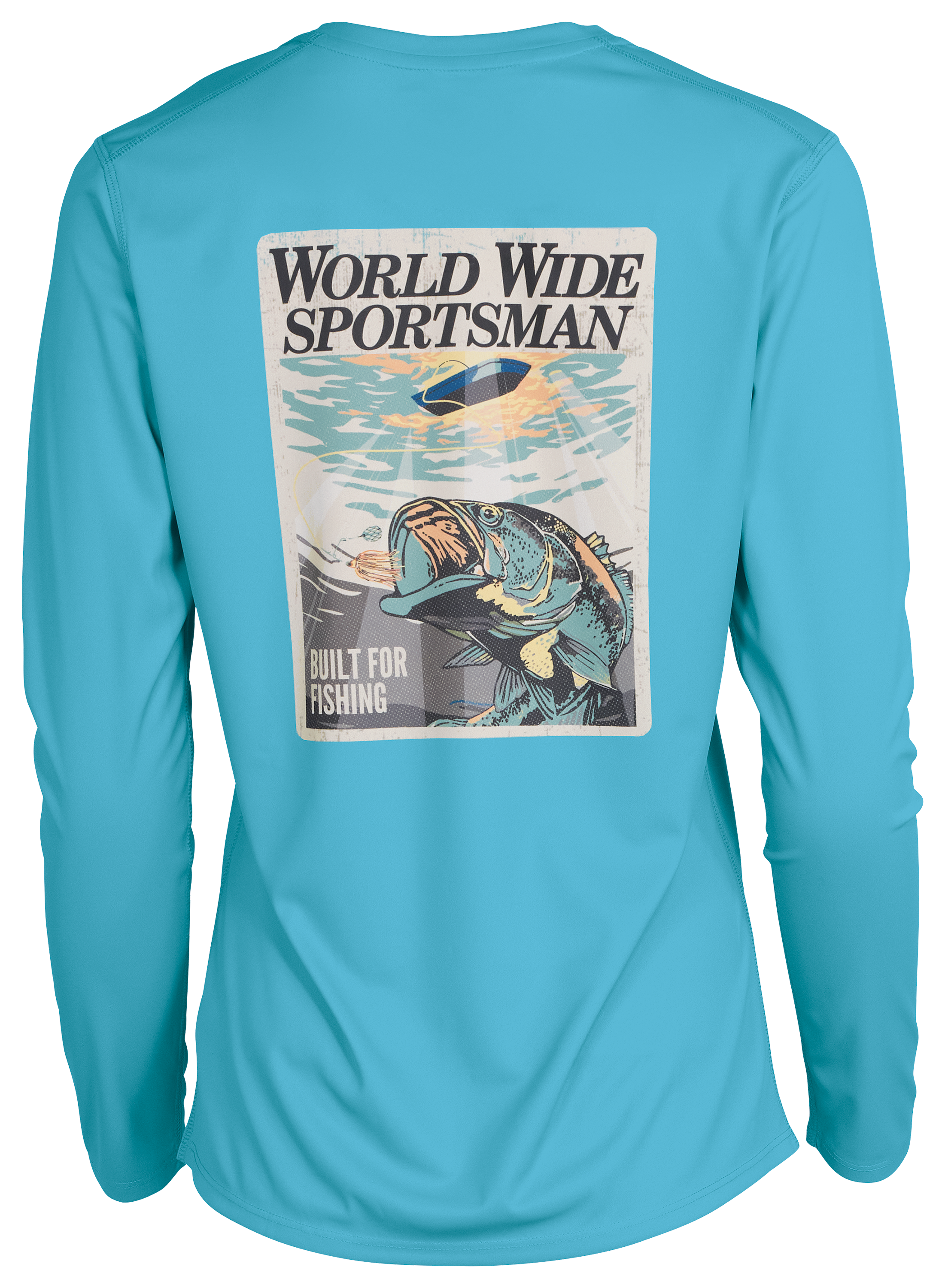 Image of World Wide Sportsman 3D Cool Bass Bite Graphic Angler Long-Sleeve Shirt - Milky Blue Bass Bite