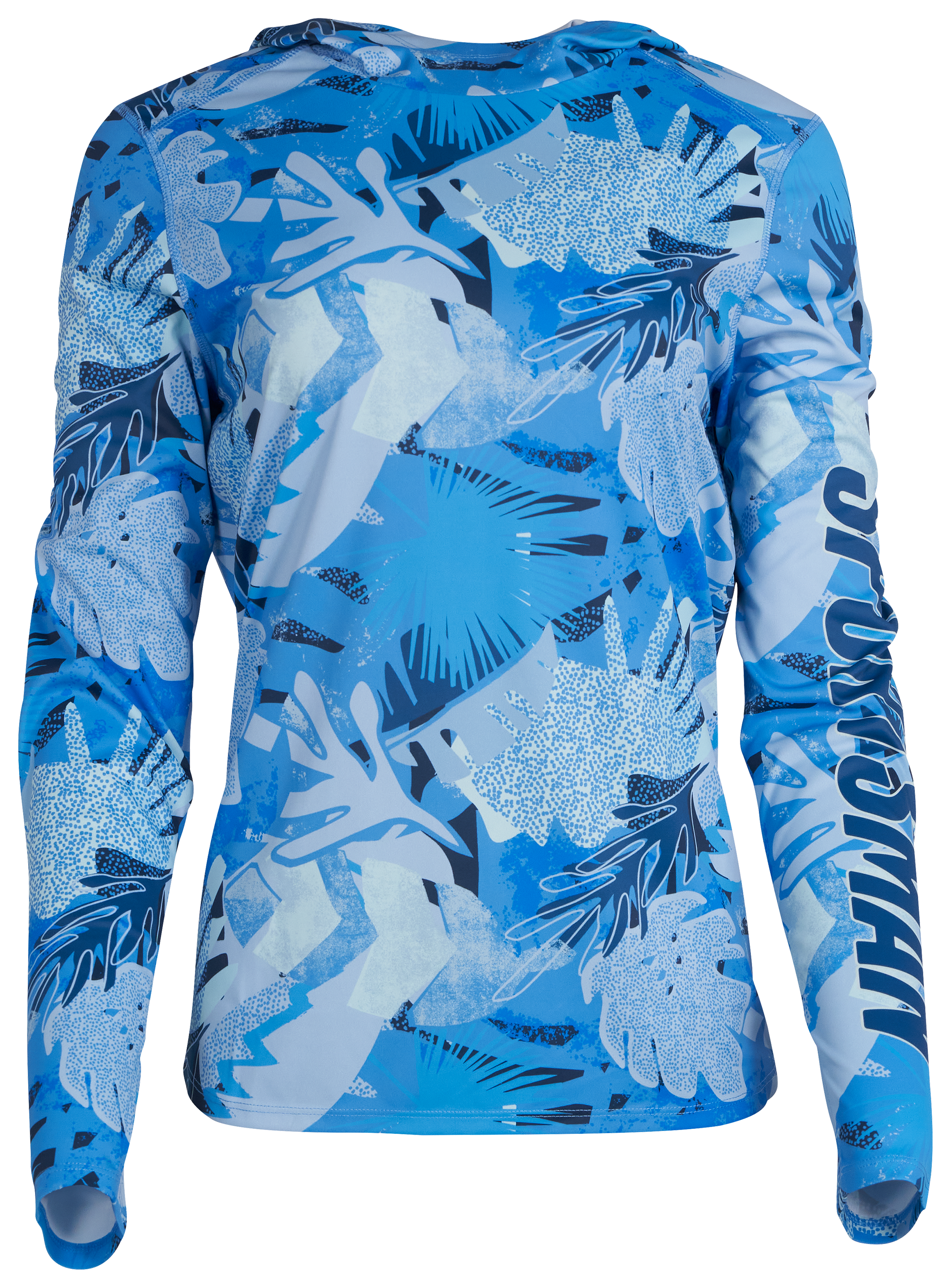 World Wide Sportsman 3D Cool Angler Hoodie for Ladies - Blue Tropical Pampas - XL