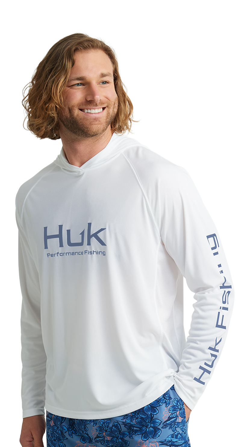 Image of Huk Vented Pursuit Hoodie - White 2