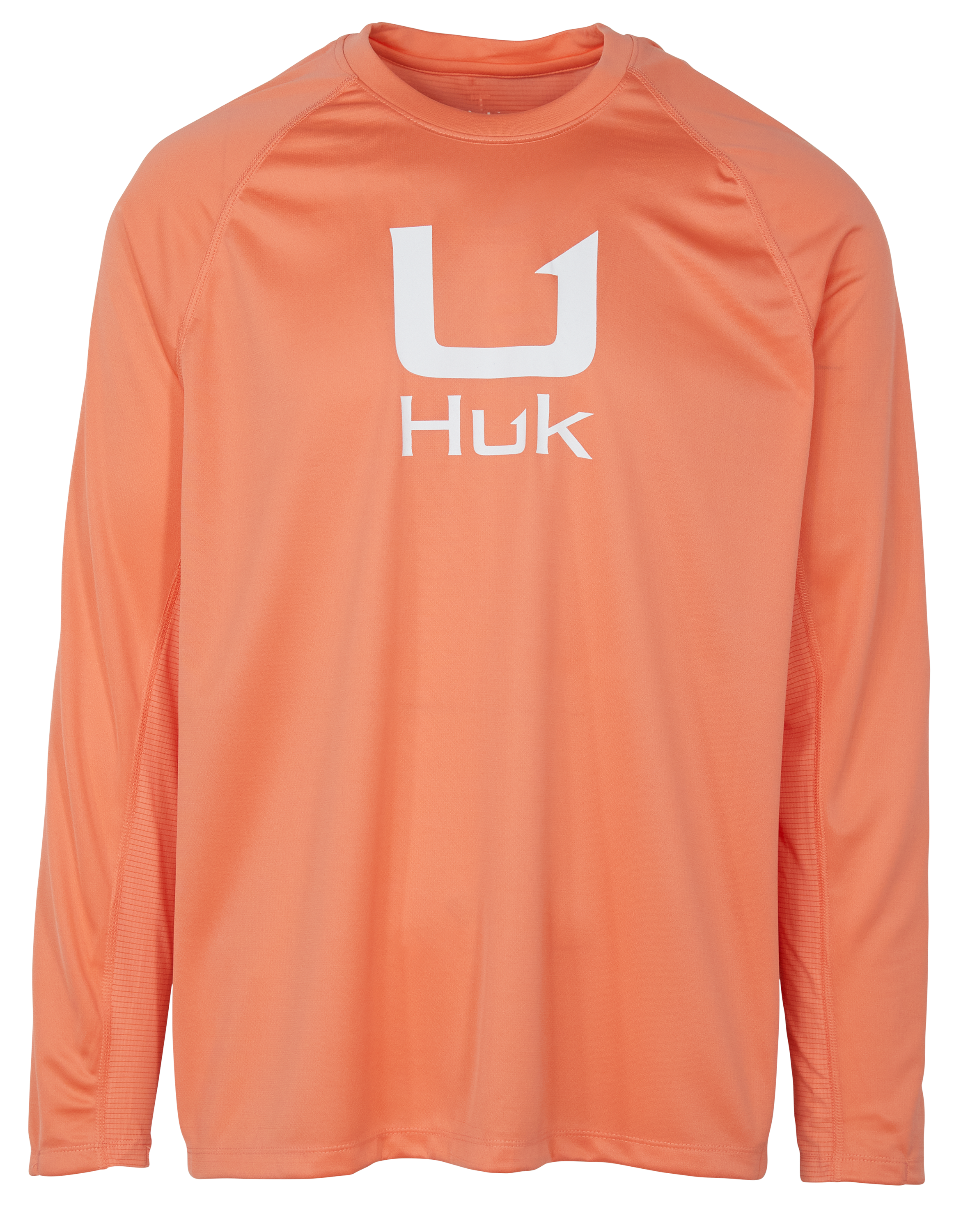 Image of Huk Icon Crew-Neck Long-Sleeve Shirt - Fresh Salmon