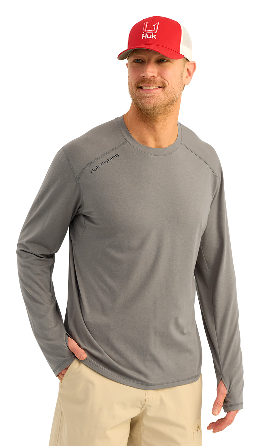 Image of Huk Breakwater Crew-Neck Long-Sleeve Shirt for Men - Night Owl