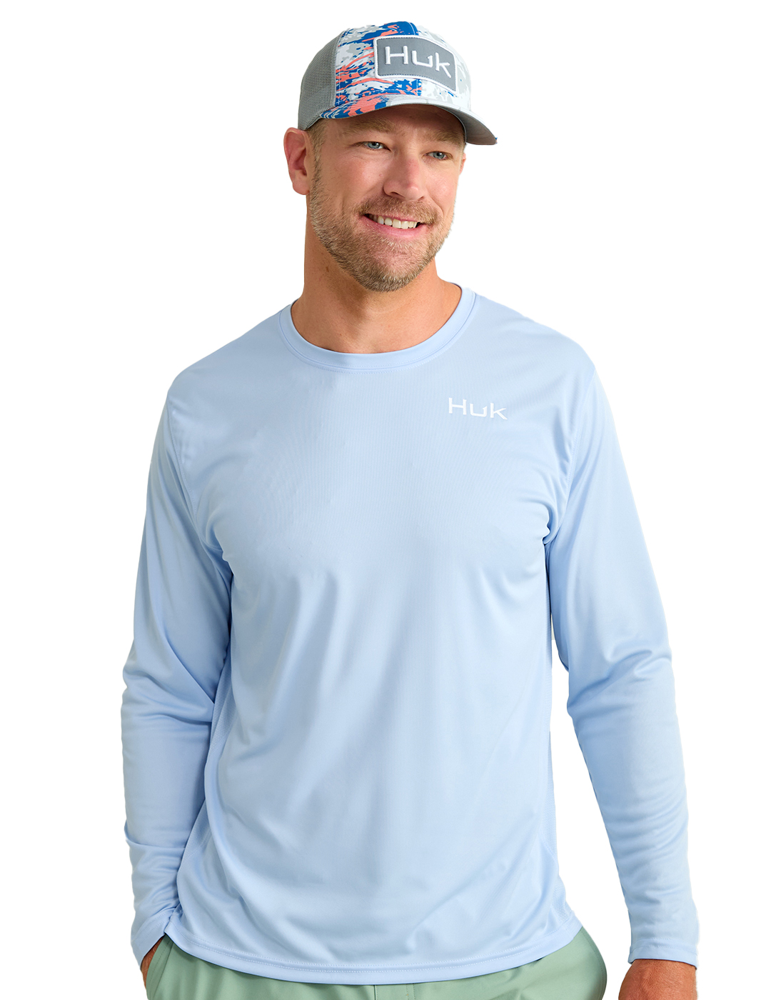 HUK Pursuit Logo Fill Long-Sleeve Crew for Men