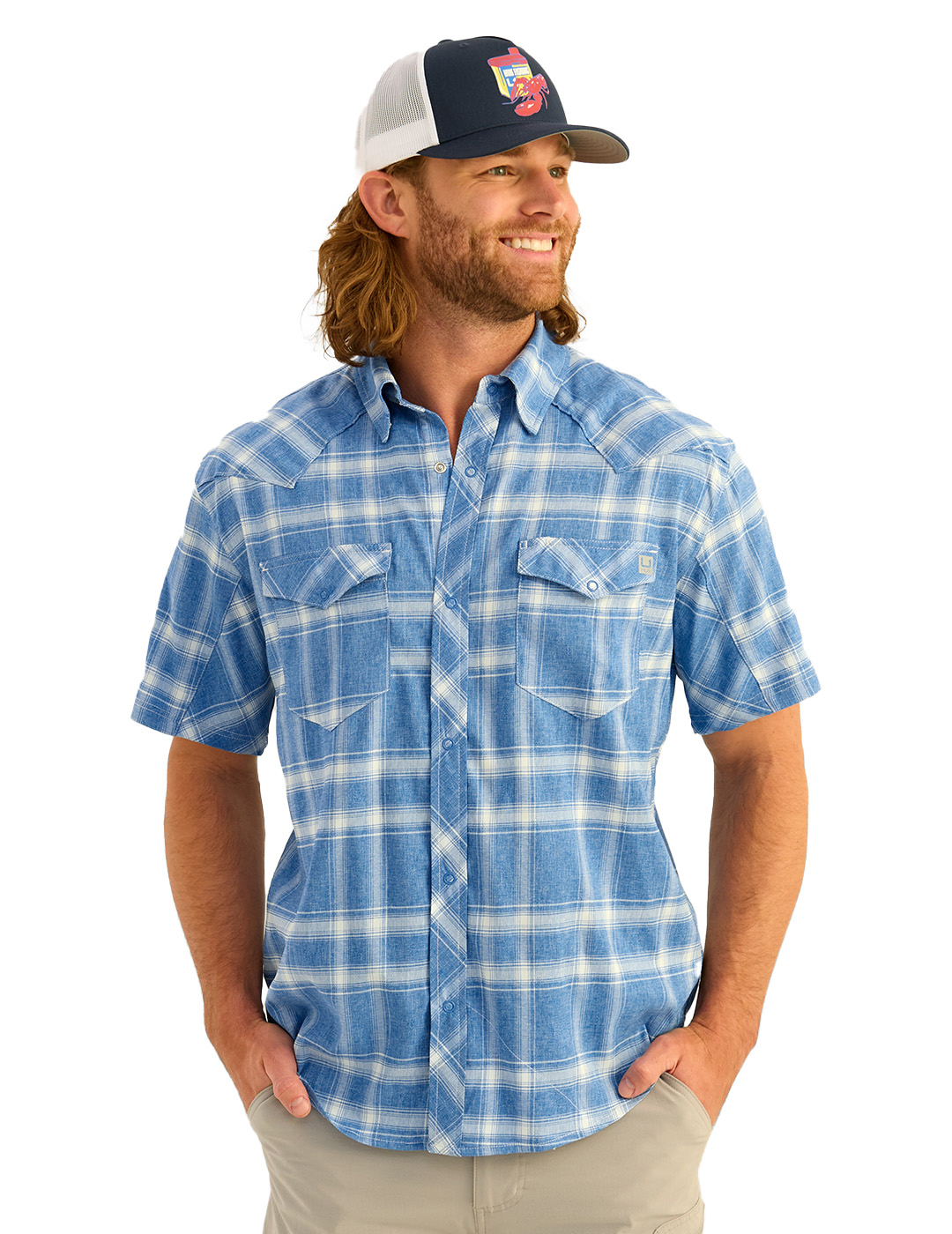HUK Diamond Back Current Plaid Short-Sleeve Shirt for Men