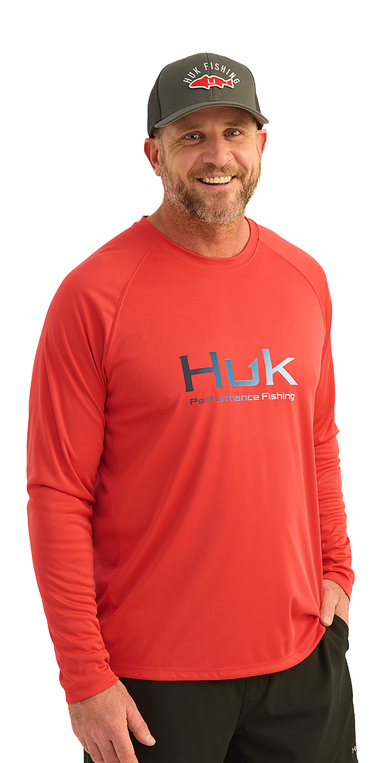 Image of Huk Vented Pursuit Logo Graphic Long-Sleeve Shirt - Channel Marker