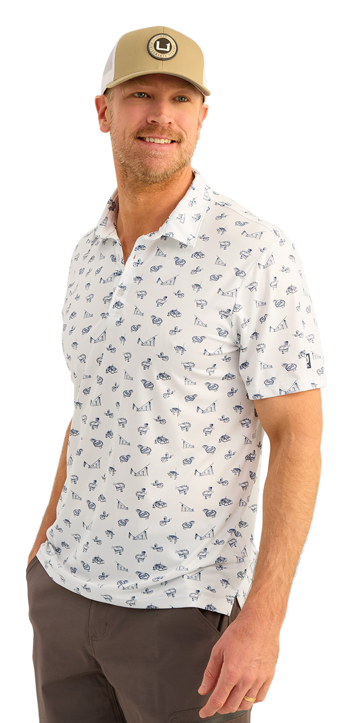 Image of Huk Printed Pursuit Performance Polo - White 5