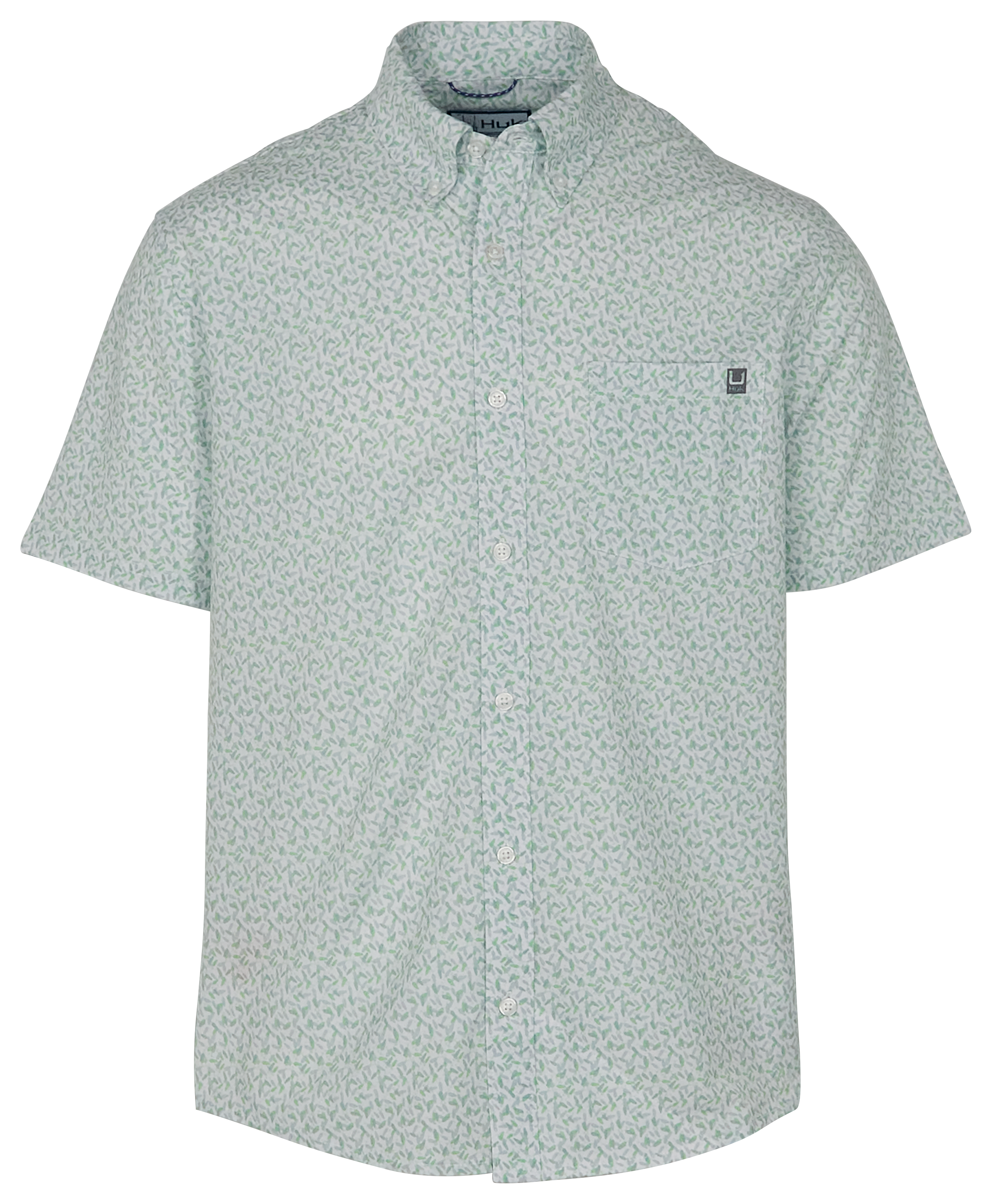 Image of Huk Kona Harbor Mist Short-Sleeve Button-Down Shirt - Summer Green 2