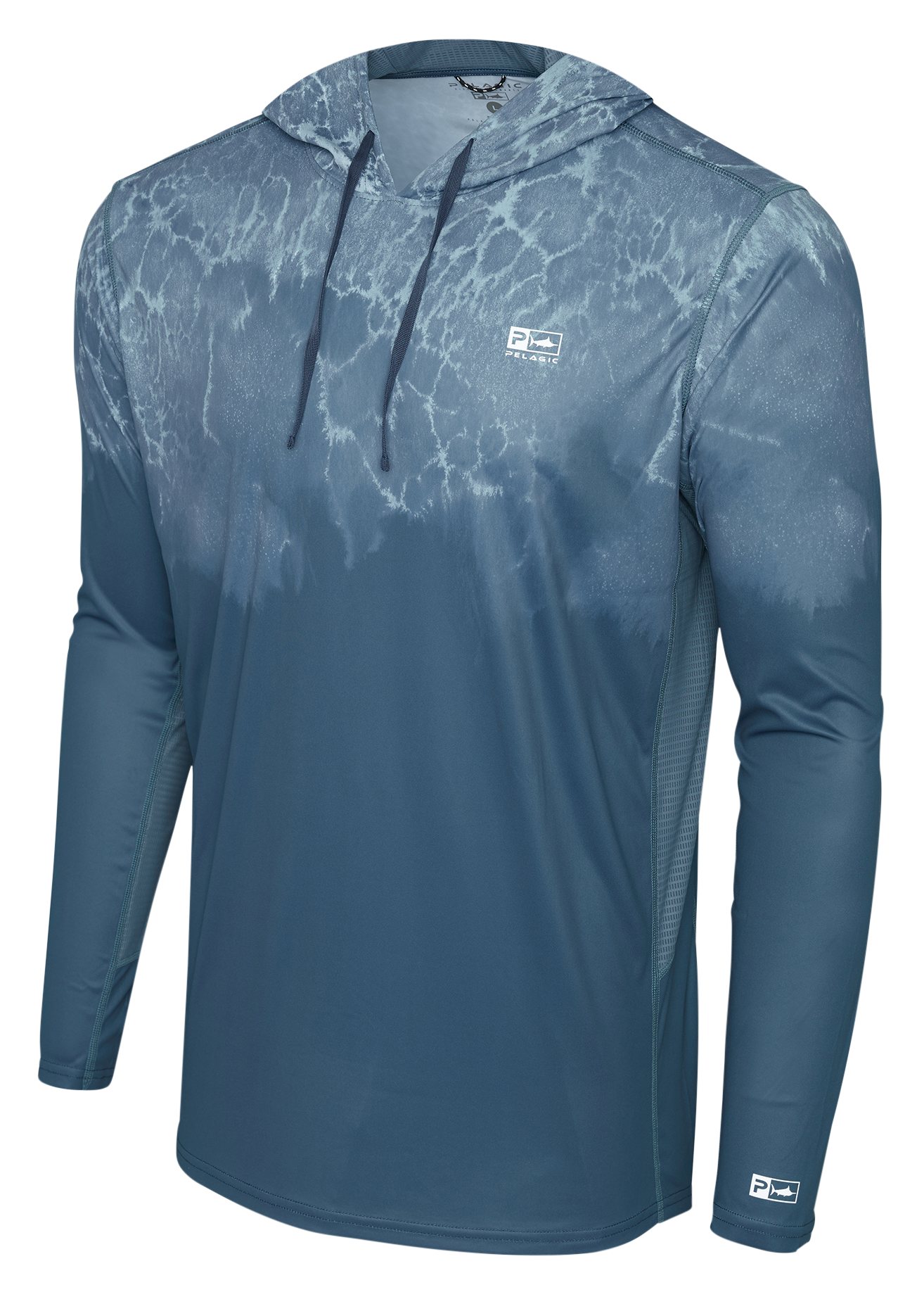 Image of Pelagic Vaportek Prop Wash Hooded Long-Sleeve Fishing Shirt for Men - Petrol - XXL