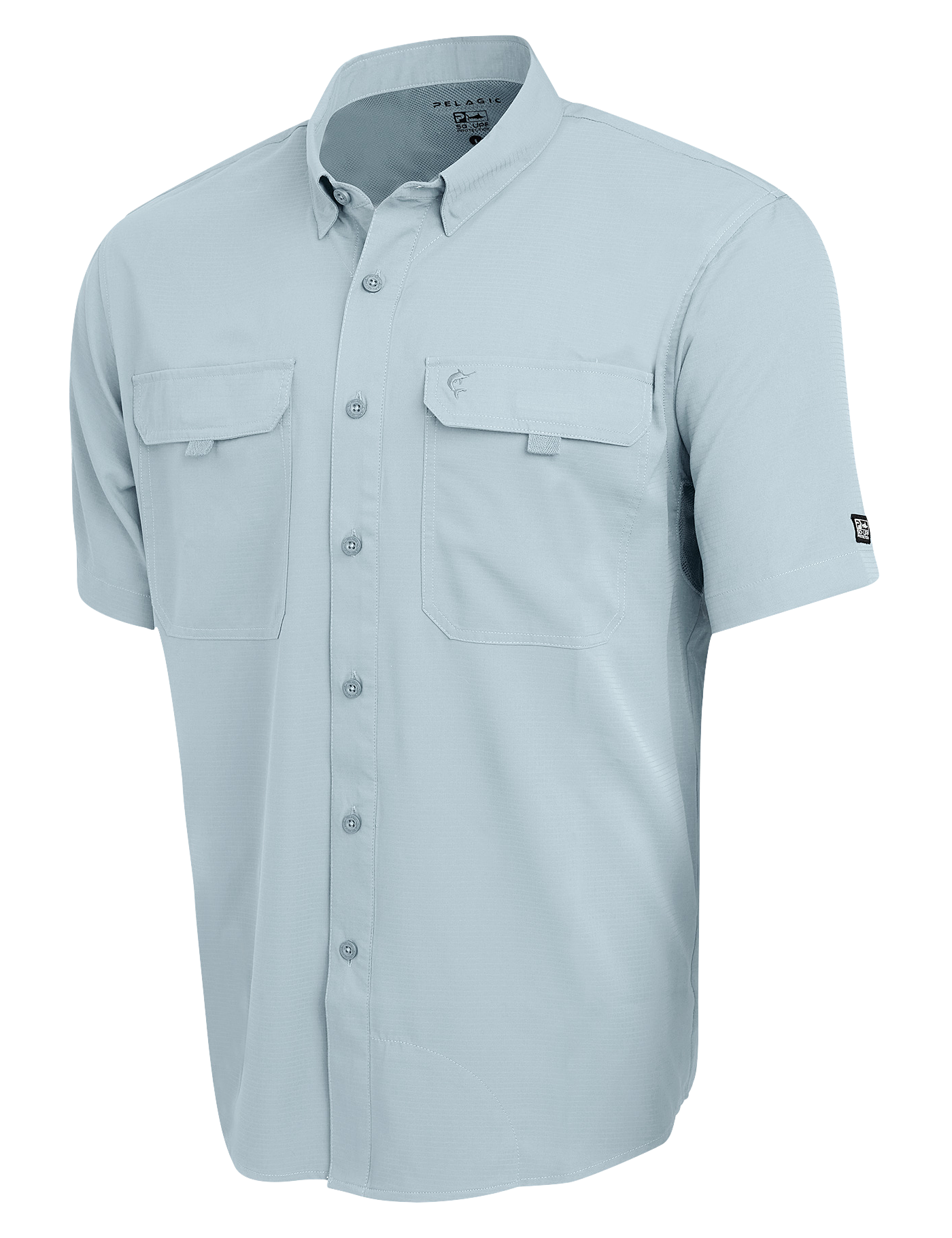 Image of Pelagic Keys Graphic Short-Sleeve Fishing Shirt for Men - Blue Fog - XL