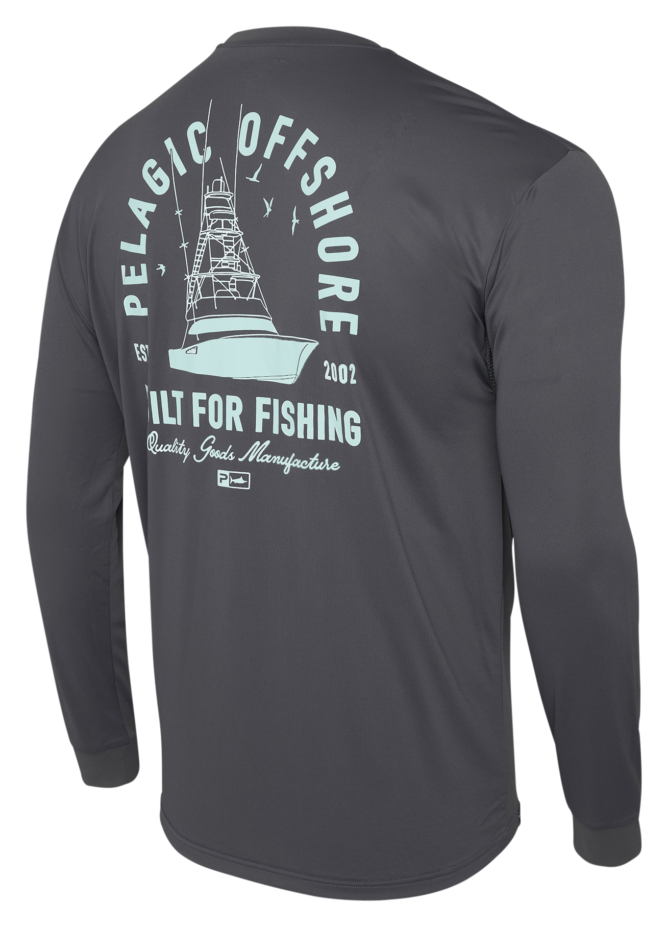 Image of Pelagic Aquatek Sporty Long-Sleeve Fishing Shirt for Men - Graphite - L
