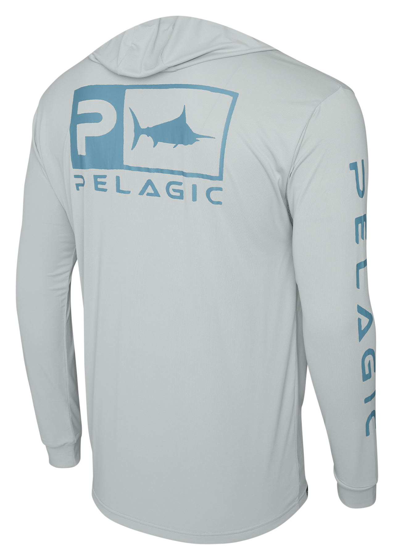 Image of Pelagic Aquatek Hooded Long-Sleeve Shirt - Light Grey - S