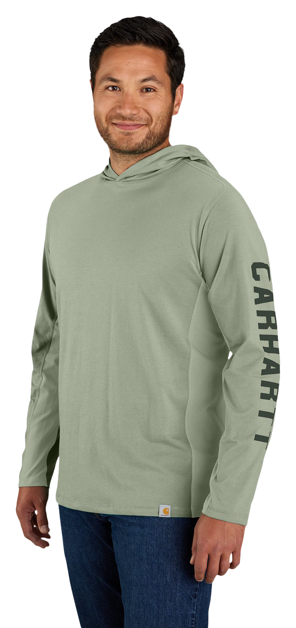 Carhartt Force Relaxed Fit Midweight Logo Graphic Long-Sleeve Hooded T-Shirt for Men                                            