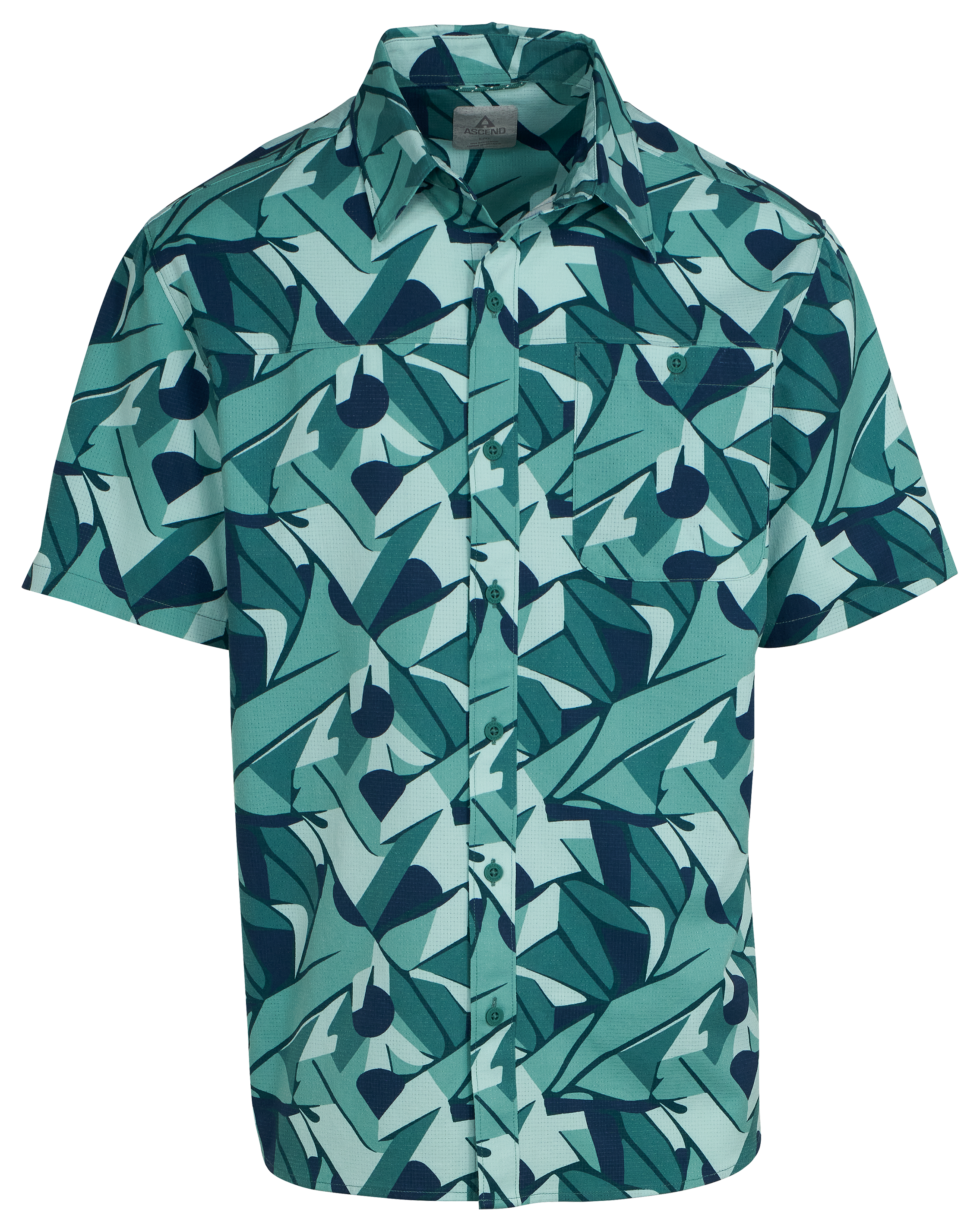 Image of Ascend Zephyr Button-Down Short-Sleeve Shirt - Tropical Agate