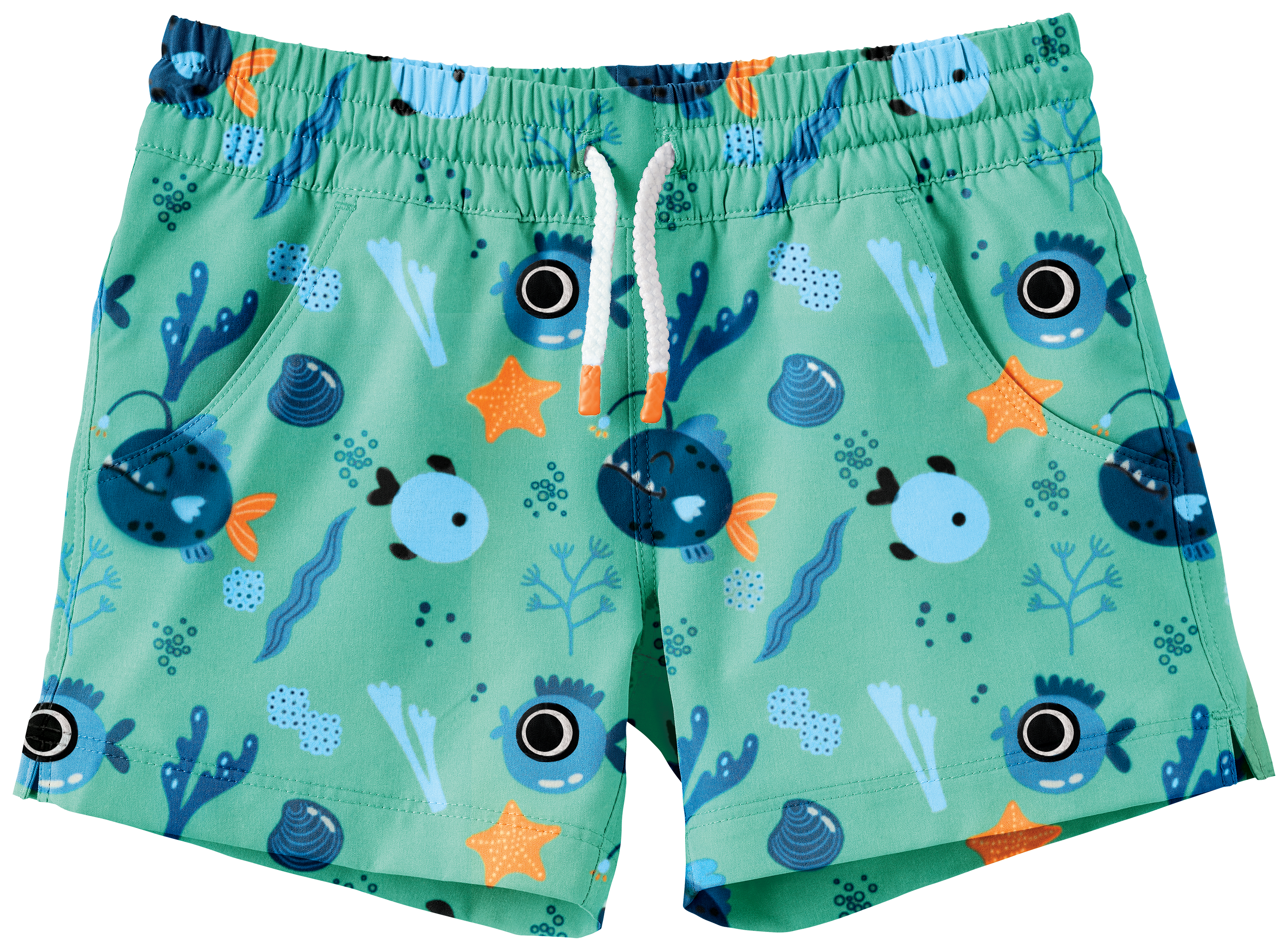 Image of World Wide Sportsman Charter Shorts for Toddlers - Angler Fish Print