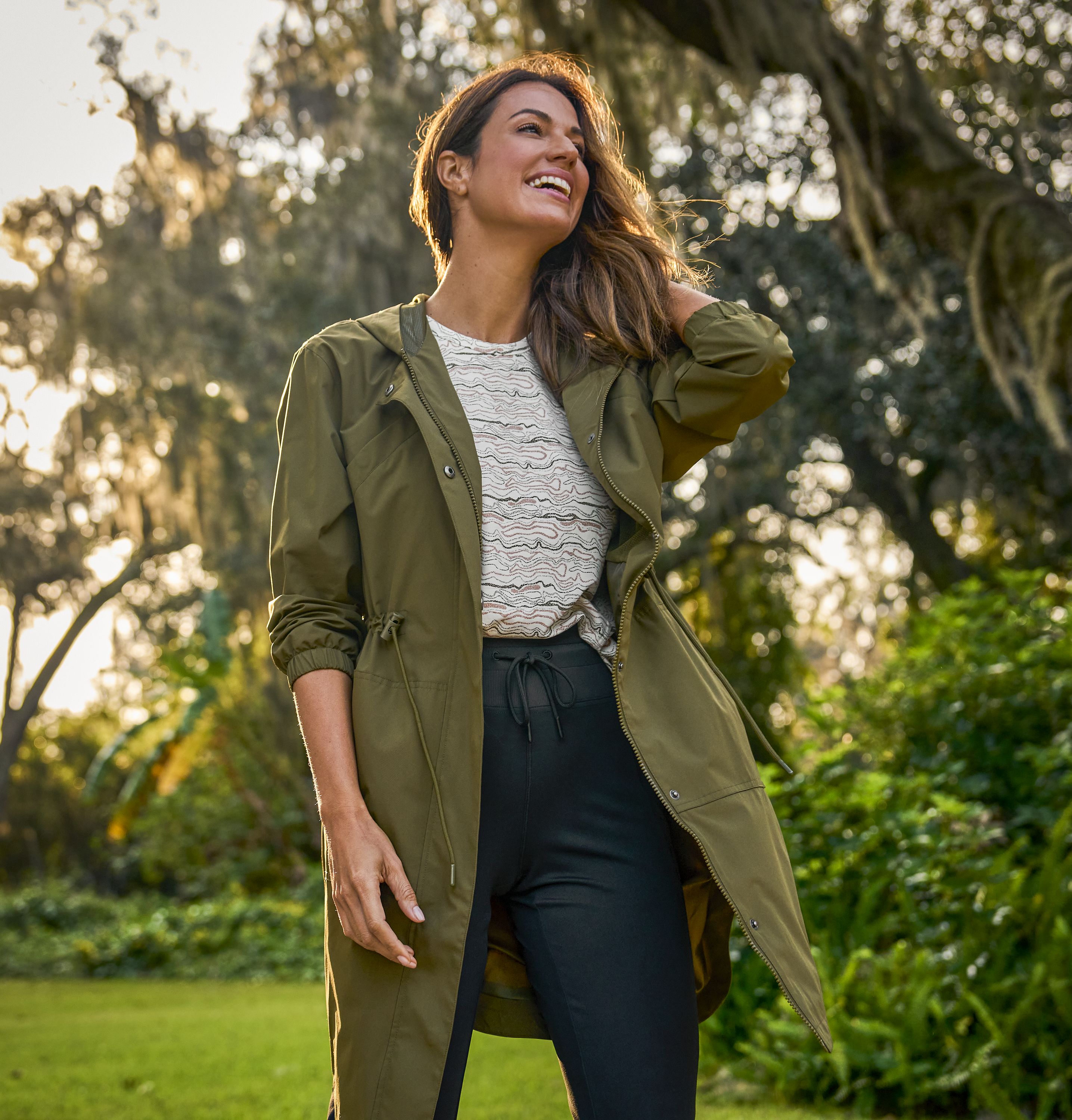 NATURAL REFLECTIONS Tech Stretch Trench Coat for Ladies