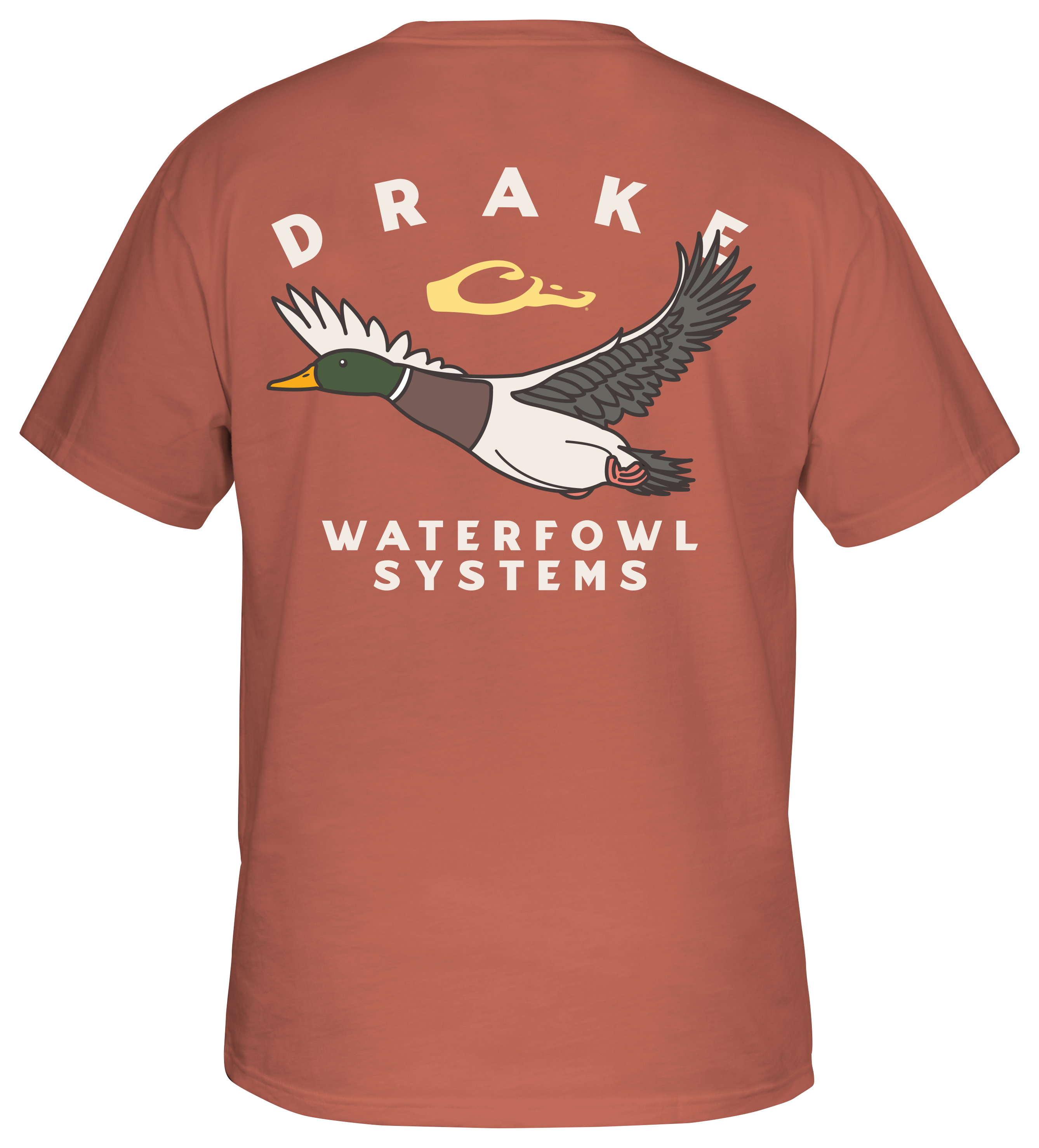 Image of Drake Waterfowl Retro Mallard Short-Sleeve Pocket T-Shirt for Men - Terra Cotton - XL