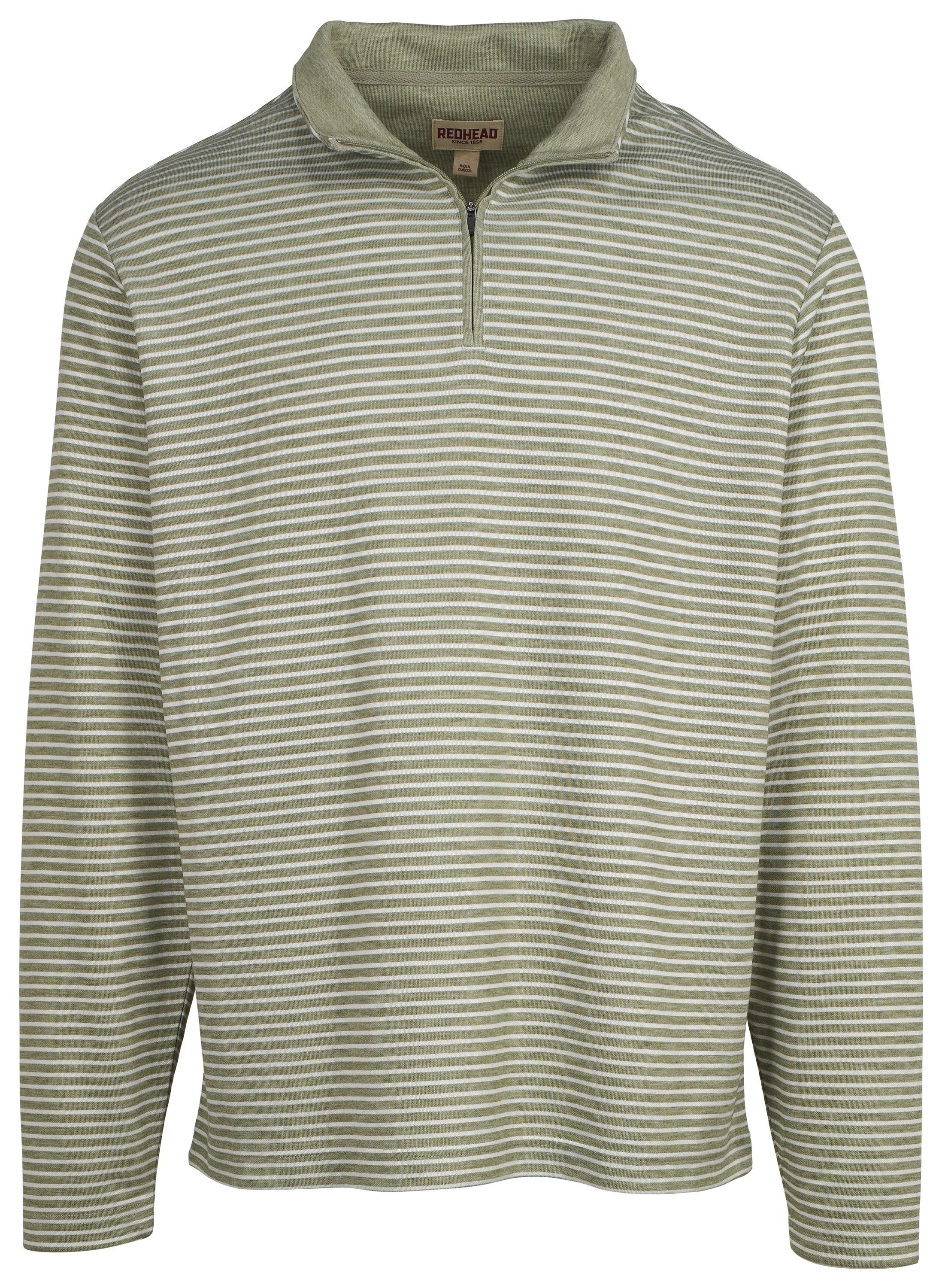 Image of RedHead Knit Quarter-Zip Long-Sleeve Pullover for Men - Green Stripe
