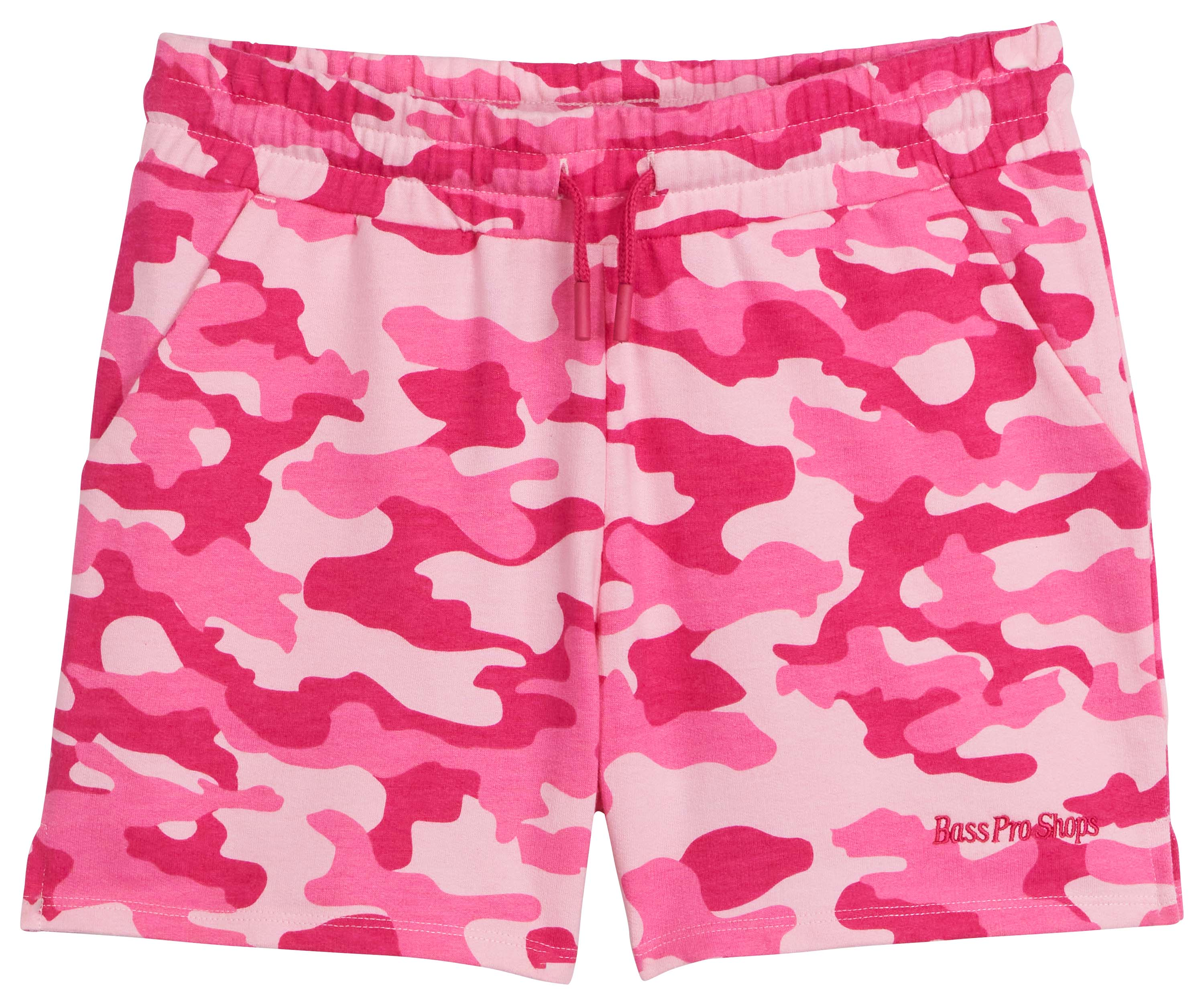 Image of Bass Pro Shops Logo Drawstring Shorts for Kids - Pink Camo