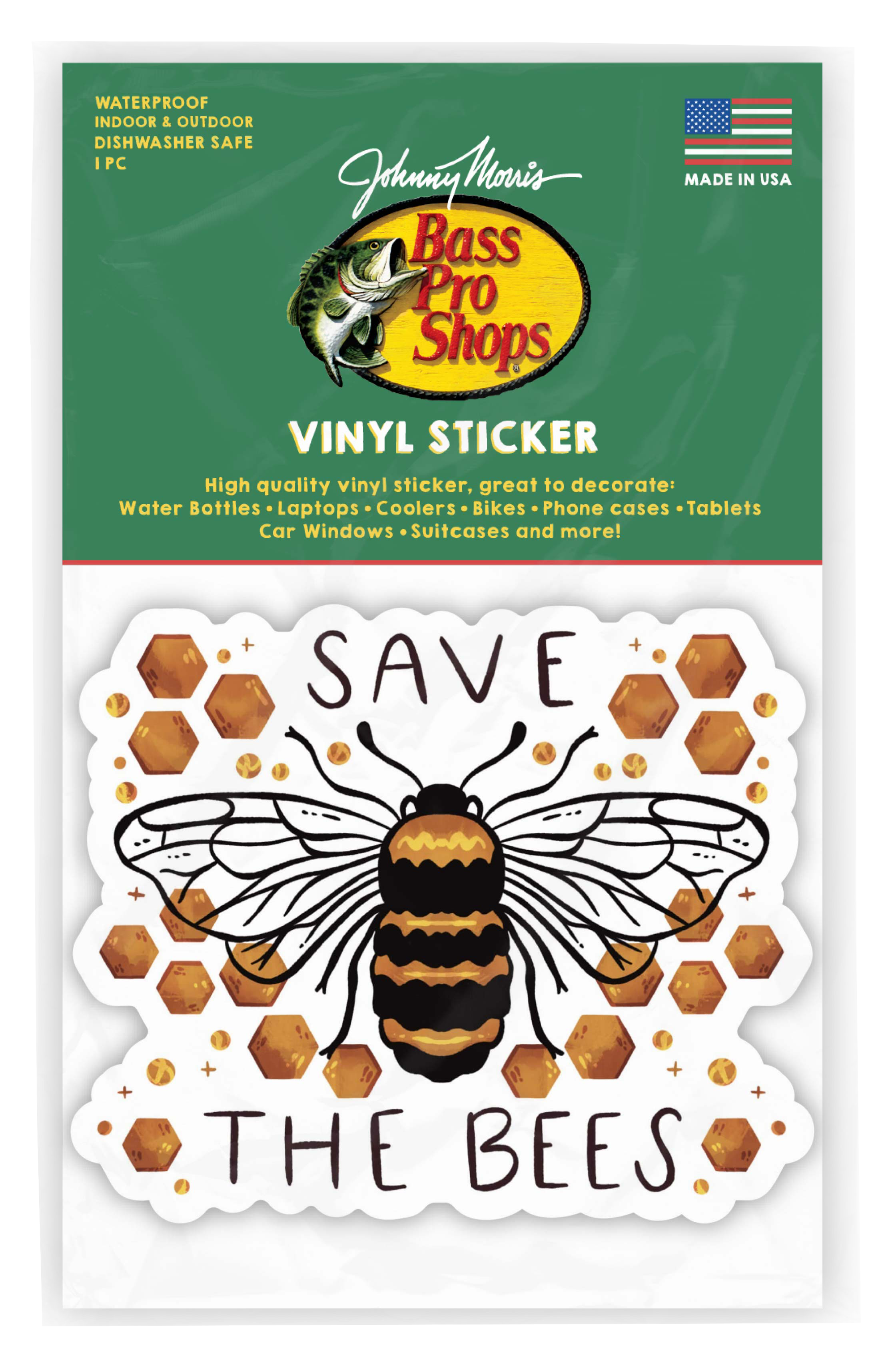 Bass Pro Shops Save The Bees Vinyl Sticker                                                                                      
