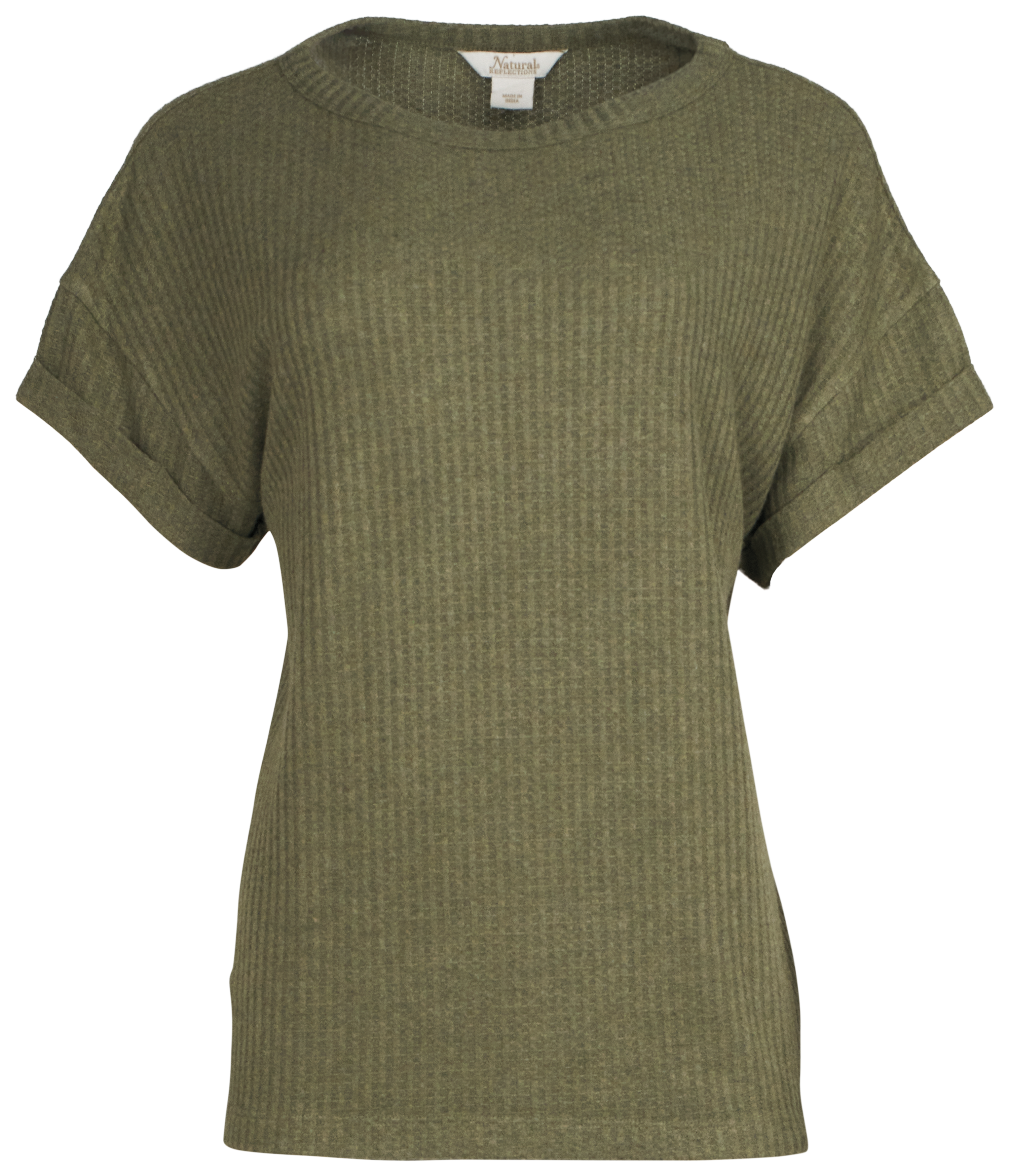 Image of Natural Reflections Brush Creek Waffle Short-Sleeve T-Shirt - Deep Lichen Green Heather