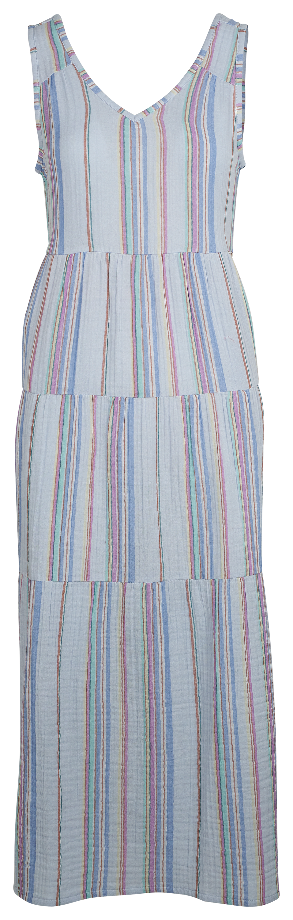 Image of Natural Reflections Tiered Maxi Dress - Skyway Stripe