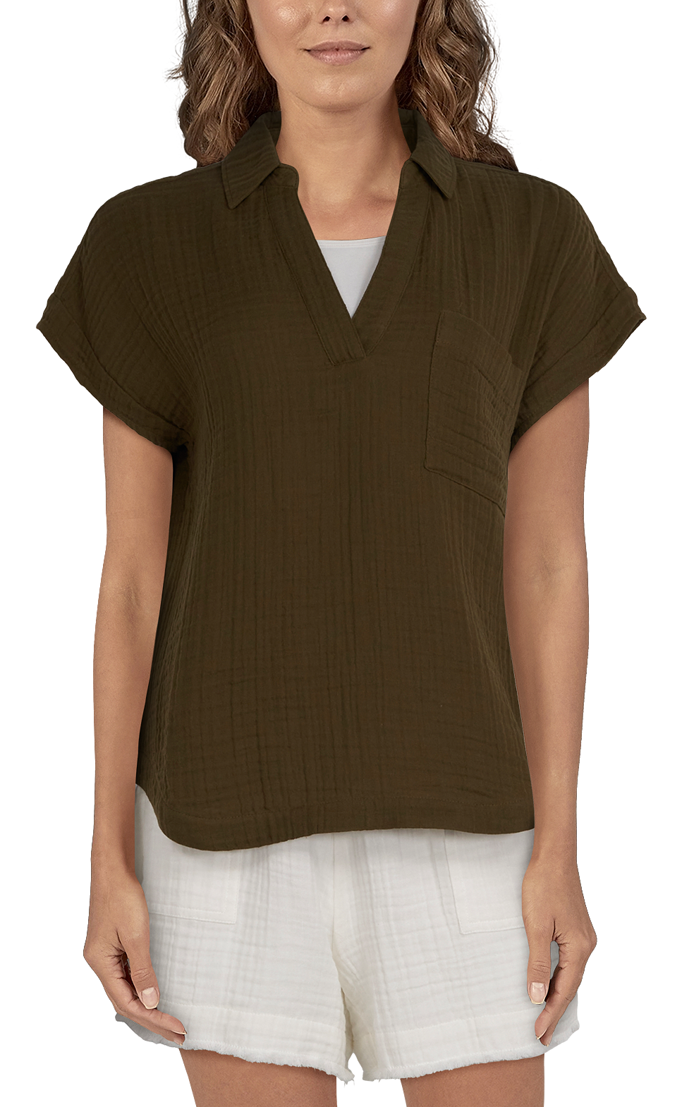 NATURAL REFLECTIONS Double-Cloth Short-Sleeve Pullover Shirt