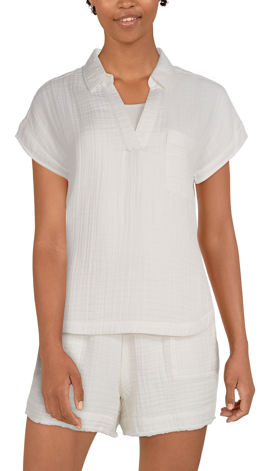 NATURAL REFLECTIONS Double-Cloth Short-Sleeve Pullover Shirt