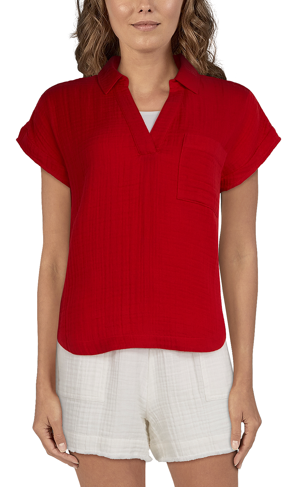 NATURAL REFLECTIONS Double-Cloth Short-Sleeve Pullover Shirt