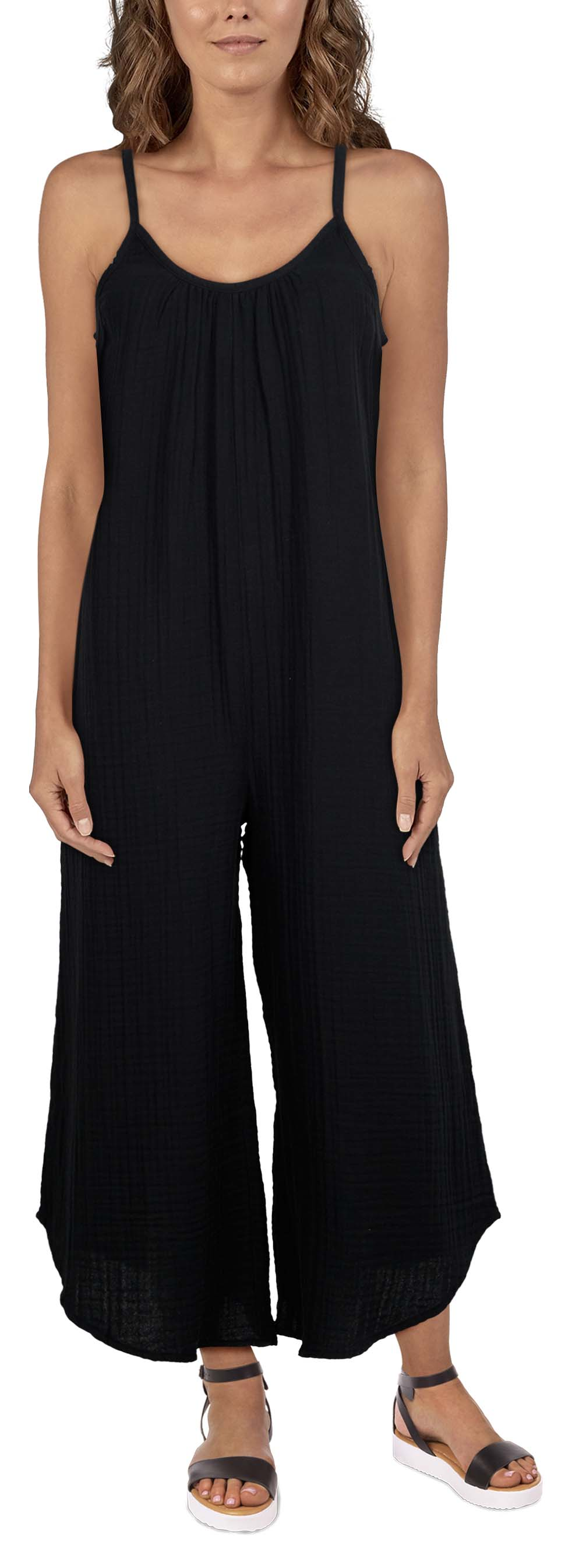 Image of Natural Reflections Double Cloth Jumpsuit - Moonless Night