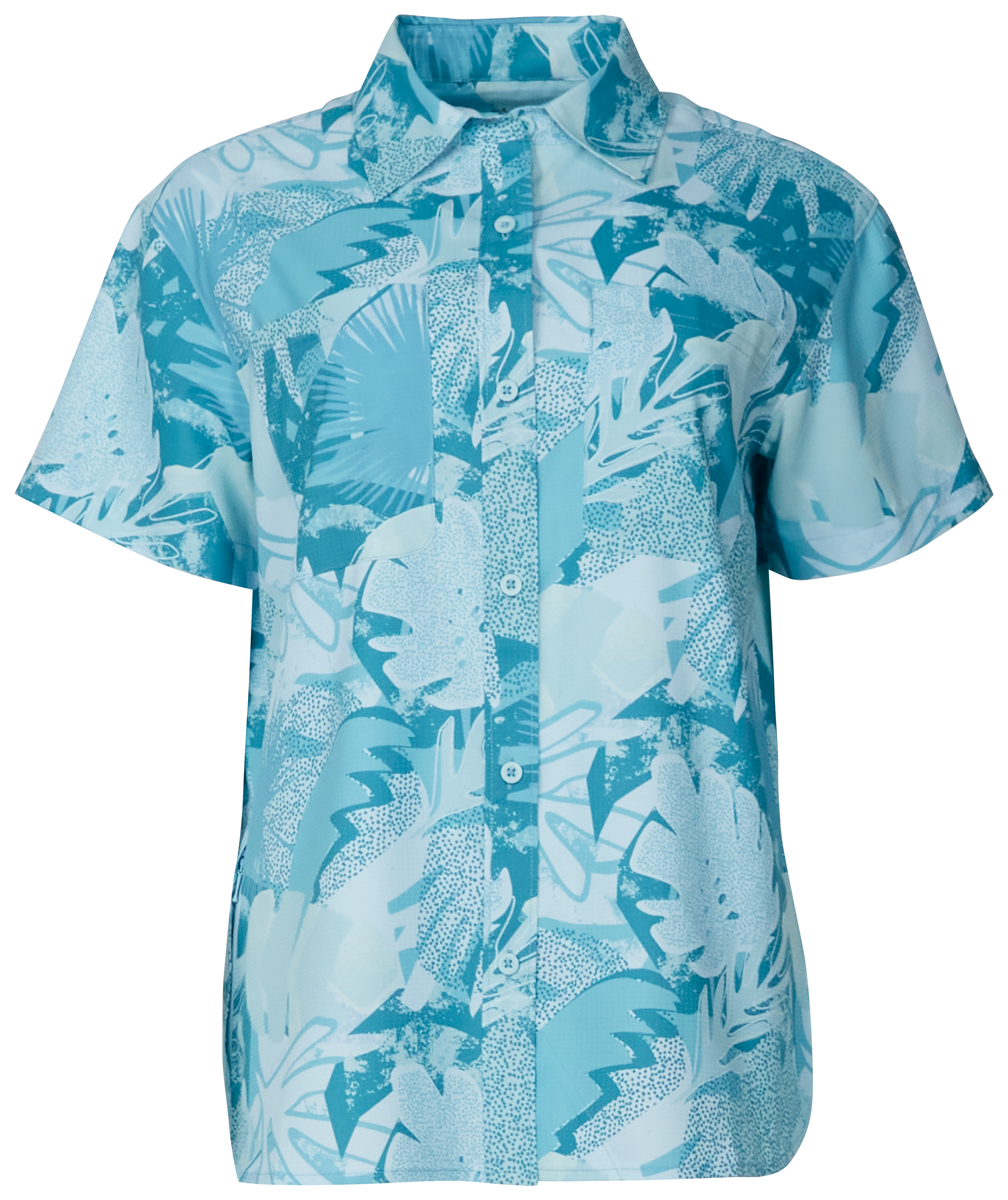 Image of World Wide Sportsman Marina 2-Pocket Short-Sleeve Shirt - Milky Blue Tropical Pampas
