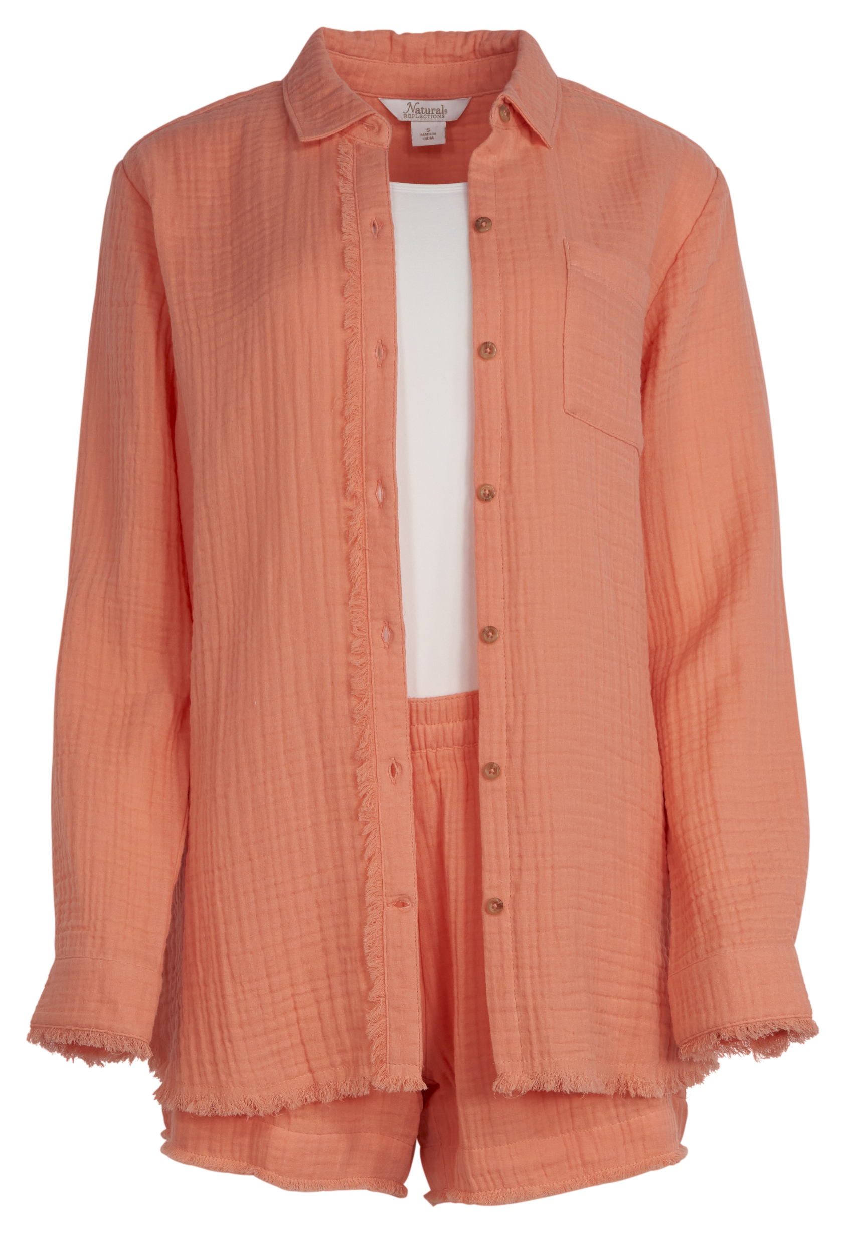 Image of Natural Reflections Double Cloth Button-Down Long-Sleeve Shirt - Desert Flower