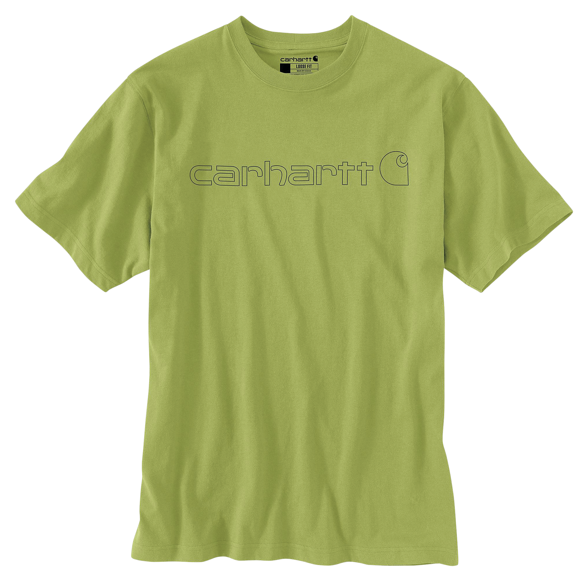 Image of Carhartt Logo Graphic Loose-Fit Heavyweight Short-Sleeve T-Shirt - Algae Green/Forestry Green