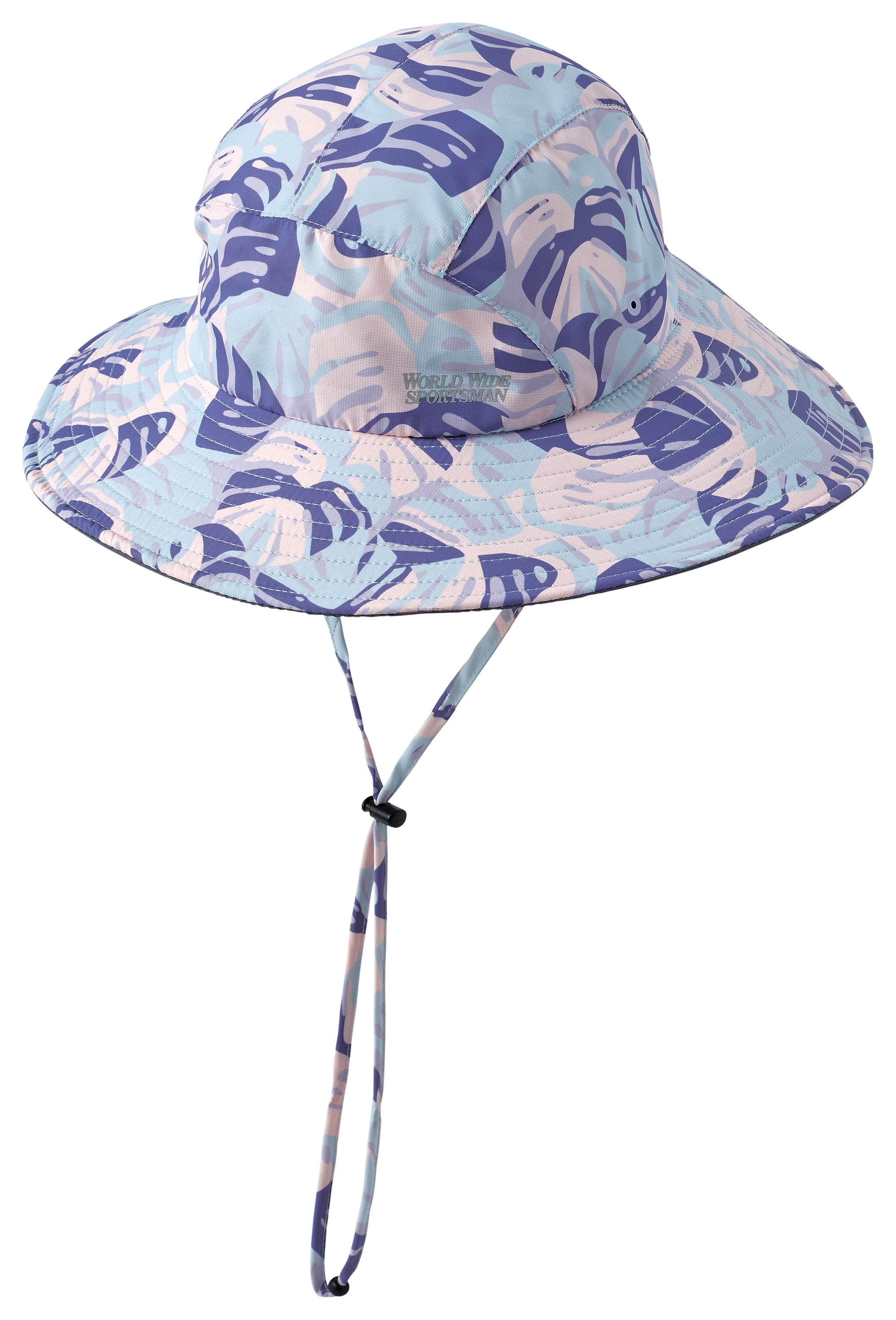 Image of World Wide Sportsman Wide Brim Hat for Ladies - Monstera Ballad Blue - M/L