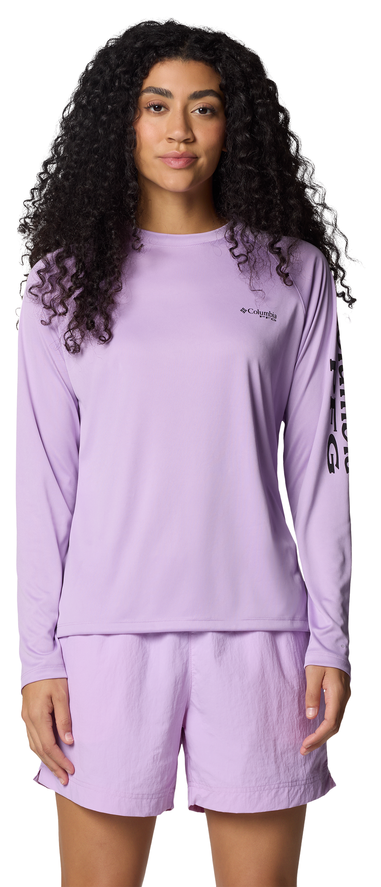 Image of Columbia PFG Tidal Tee II Long-Sleeve T-Shirt - Hydrangea/Black Logo - M