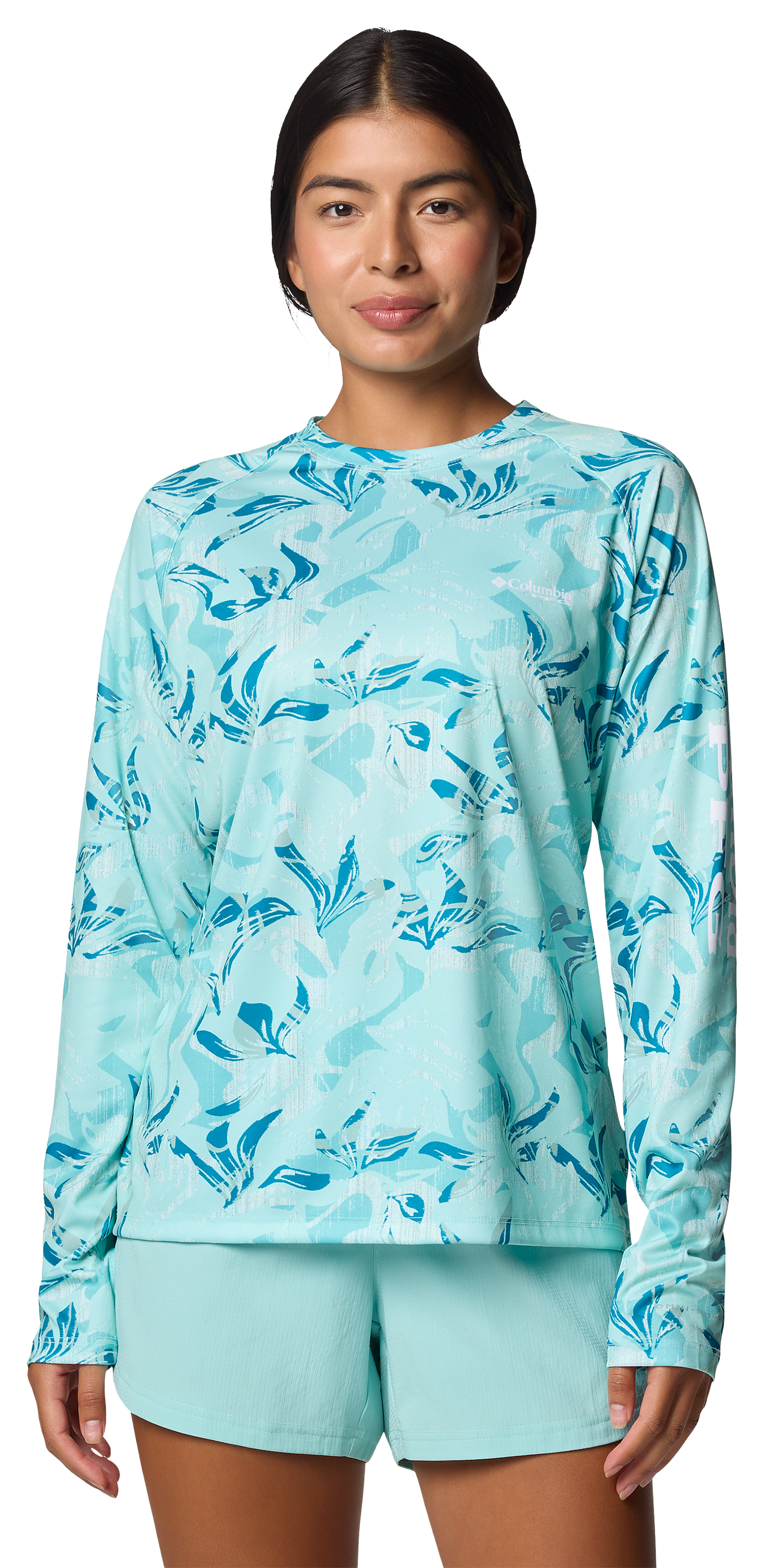 Image of Columbia PFG Super Tidal Tee Long-Sleeve Shirt for Ladies - Spray Undertow - L