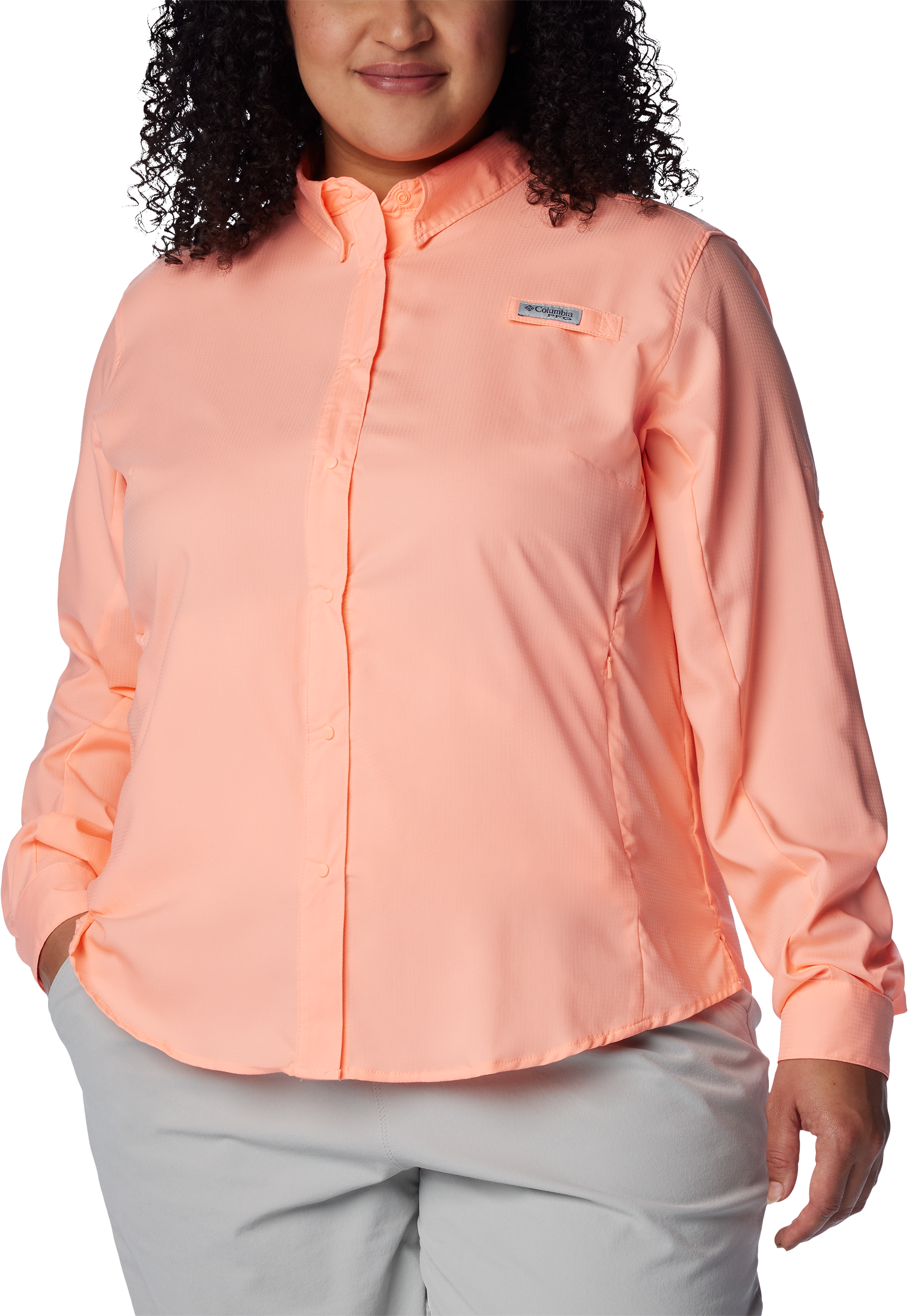 Image of Columbia PFG Tamiami II Long-Sleeve Button-Down Shirt - Tiki Pink