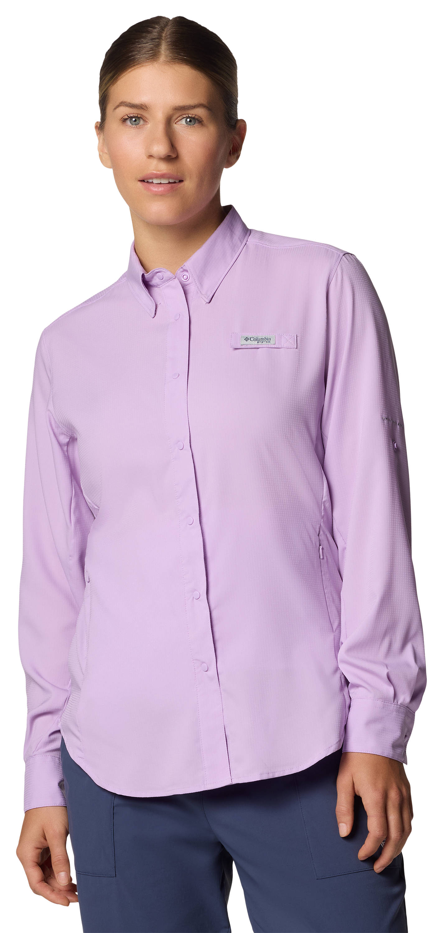 Image of Columbia PFG Tamiami II Long-Sleeve Button-Down Shirt - Hydrangea