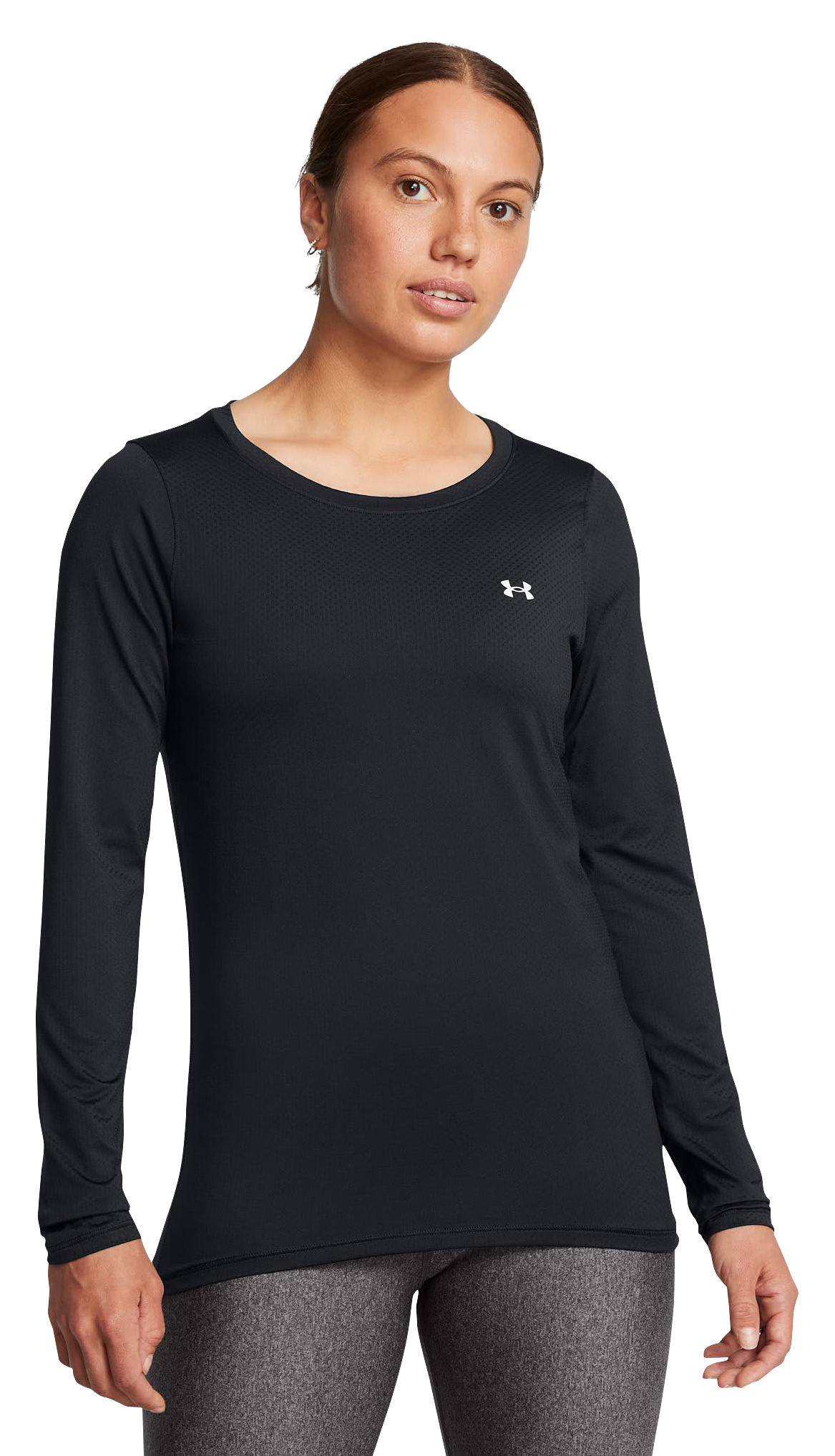 Image of Under Armour HeatGear Armour Long-Sleeve Shirt for Ladies - Black/White - S