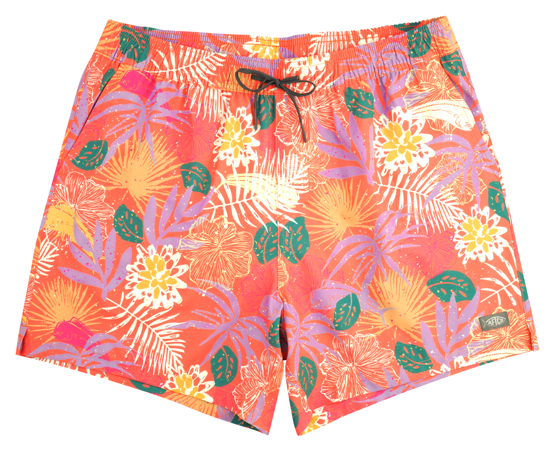 Image of AFTCO Strike Printed Swim Shorts - Coral