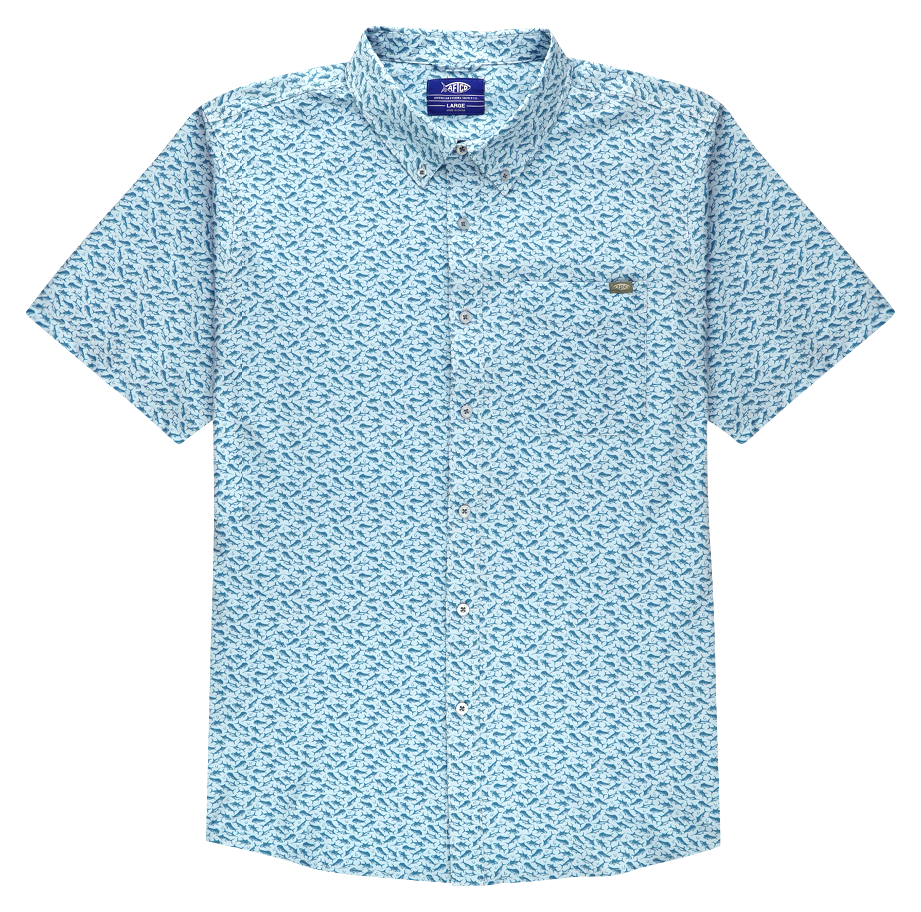 Image of AFTCO Boatbar Short-Sleeve Button-Down Shirt for Men - Dusk