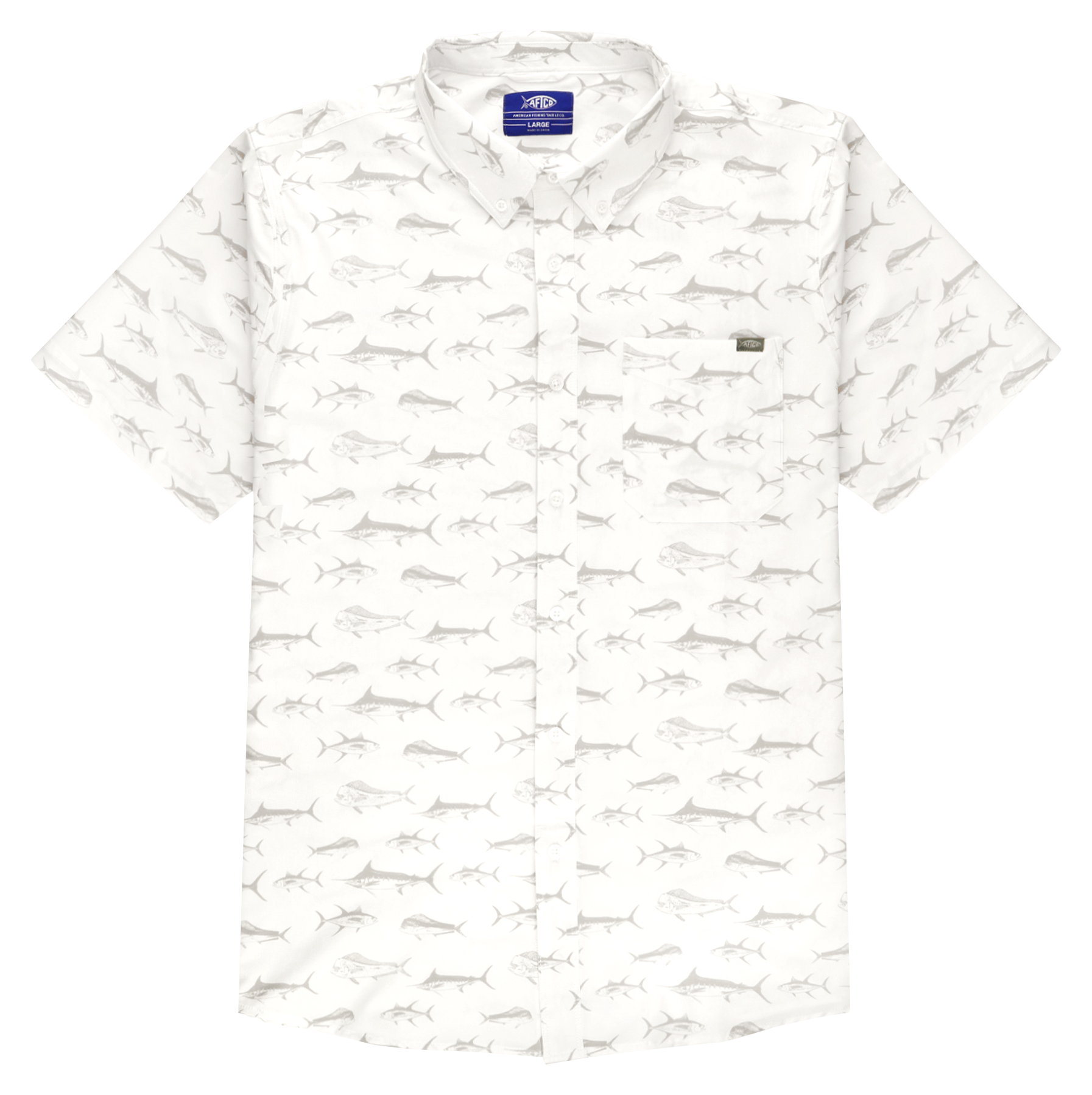 Image of AFTCO Boatbar Short-Sleeve Button-Down Shirt for Men - White