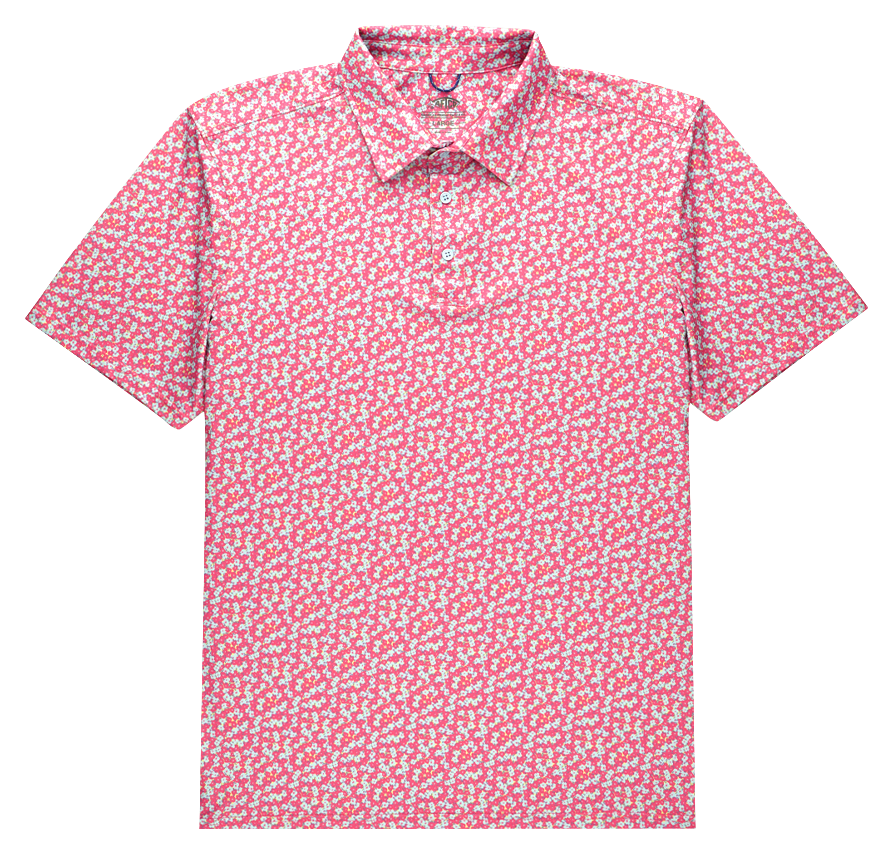 Image of AFTCO Cypress Printed Short-Sleeve Polo - Quiet Tide