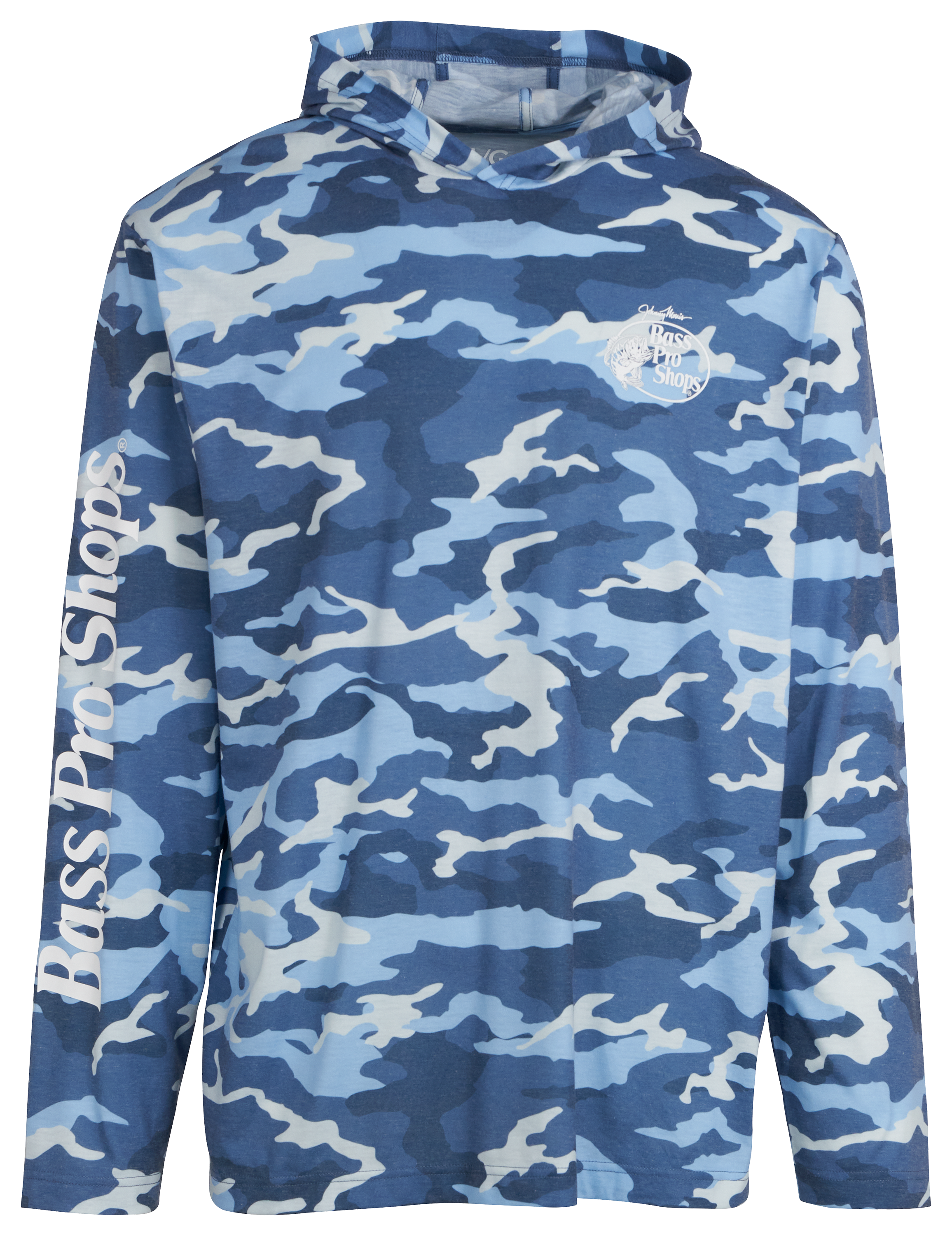 Image of Bass Pro Shops Hooded Camo Long-Sleeve T-Shirt for Men - Blue Camo - S