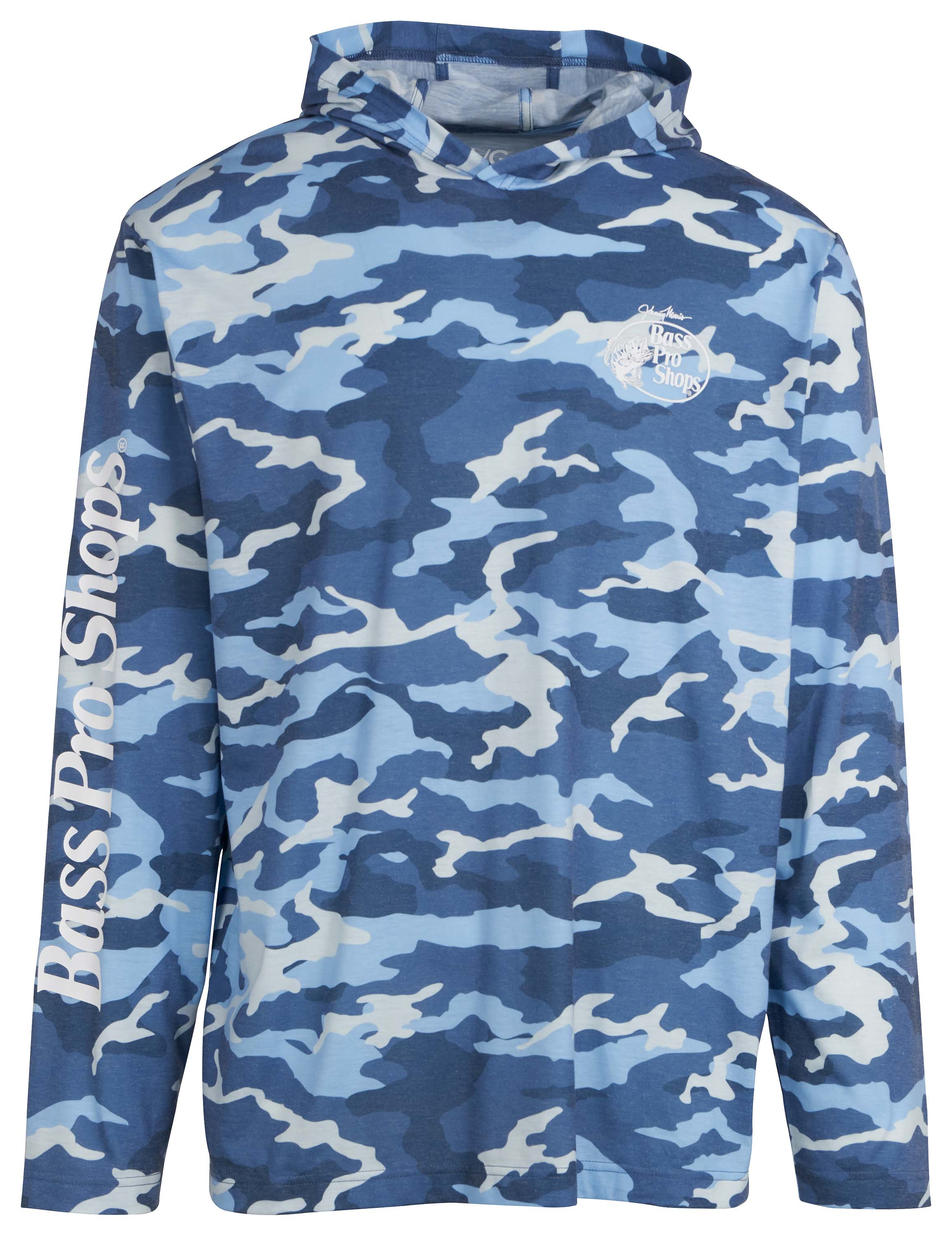 Image of Bass Pro Shops Hooded Camo Long-Sleeve T-Shirt for Men - Blue Camo - M